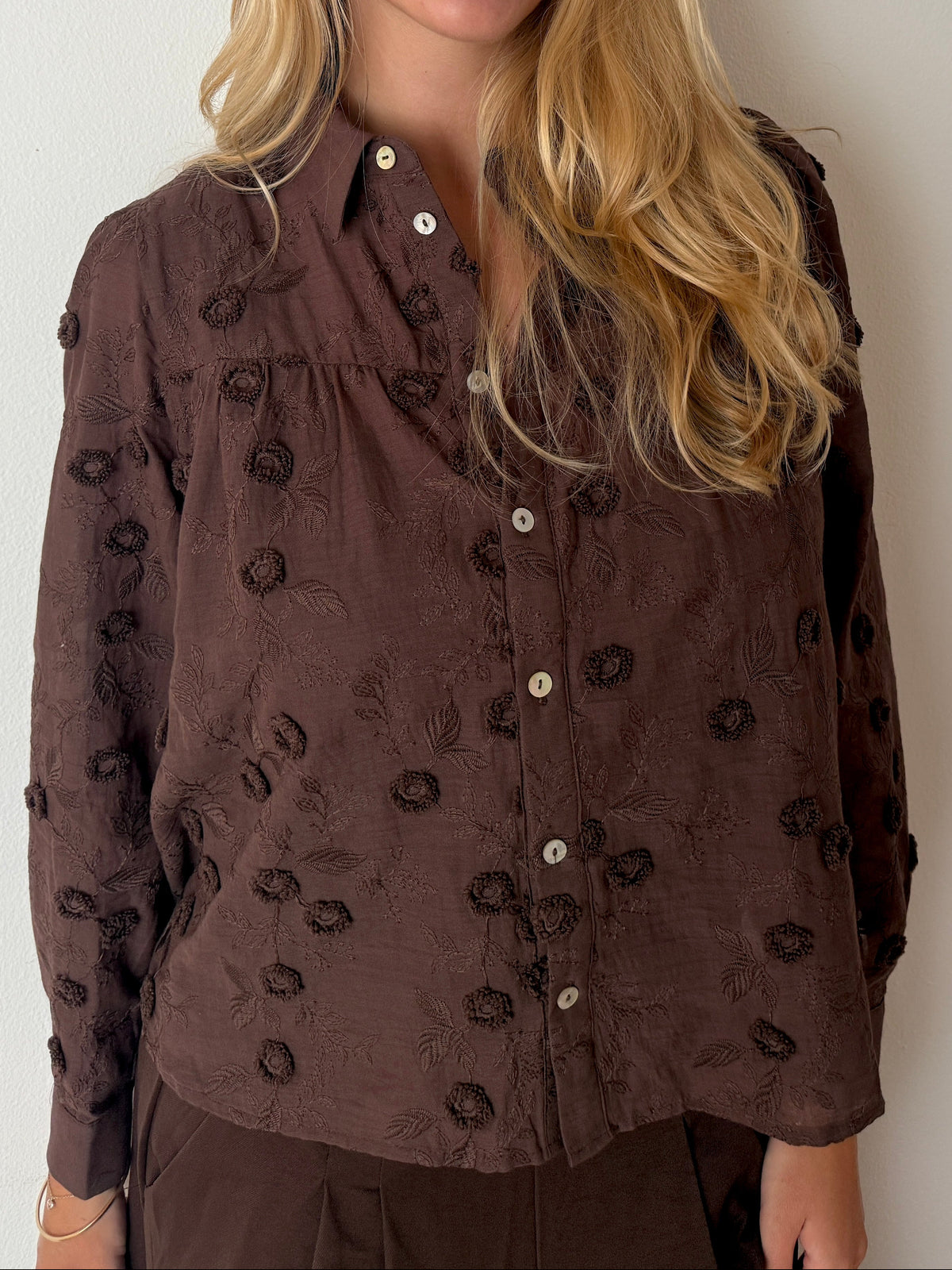 Continue Minna Long Sleve Skjorte - Brown