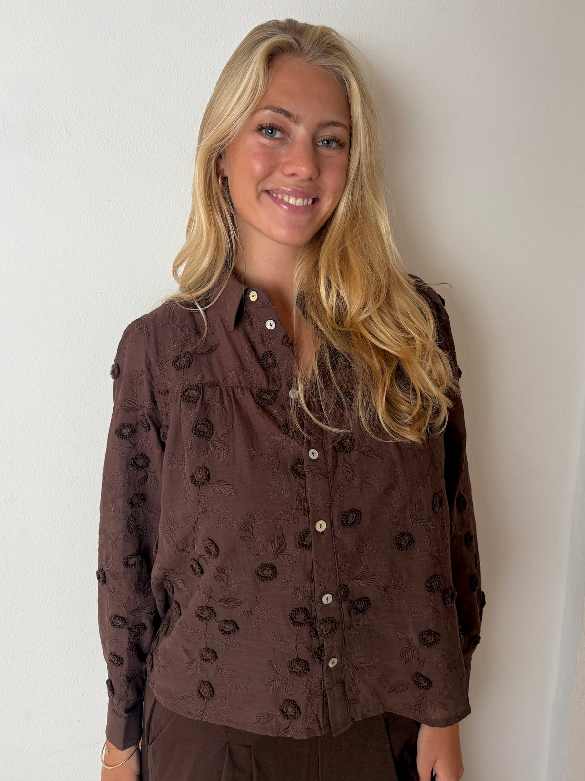 Continue Minna Long Sleve Skjorte - Brown