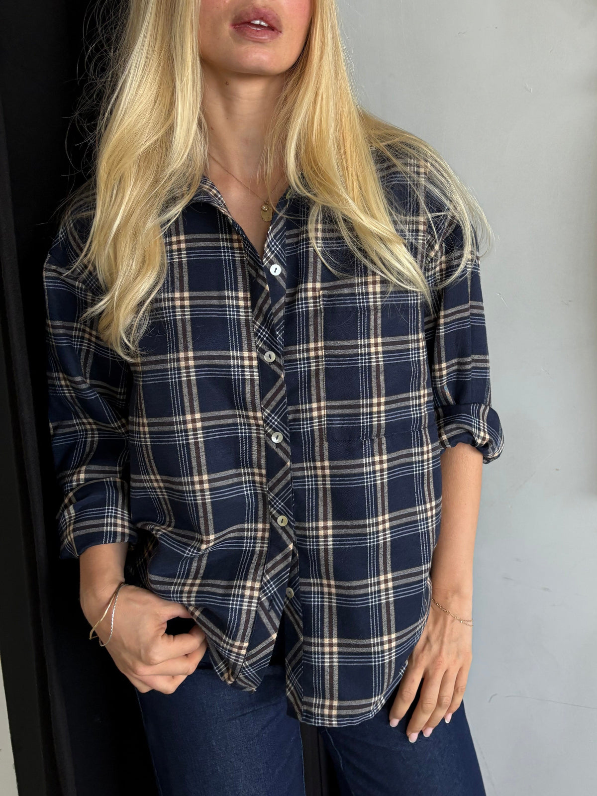 Continue Alice Check Skjorte - Navy Check