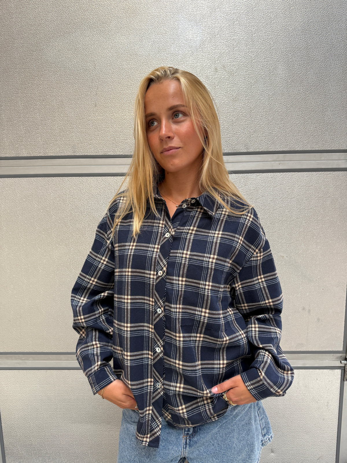 Continue Alice Check Skjorte - Navy Check