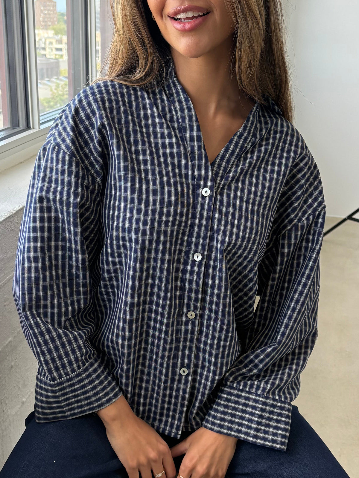 Continue Amber Check Skjorte - Navy Check