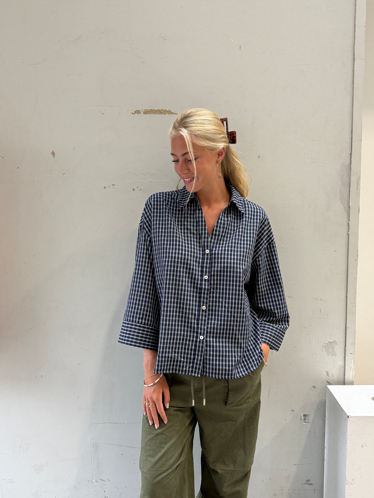 Continue Amber Check Skjorte - Navy Check