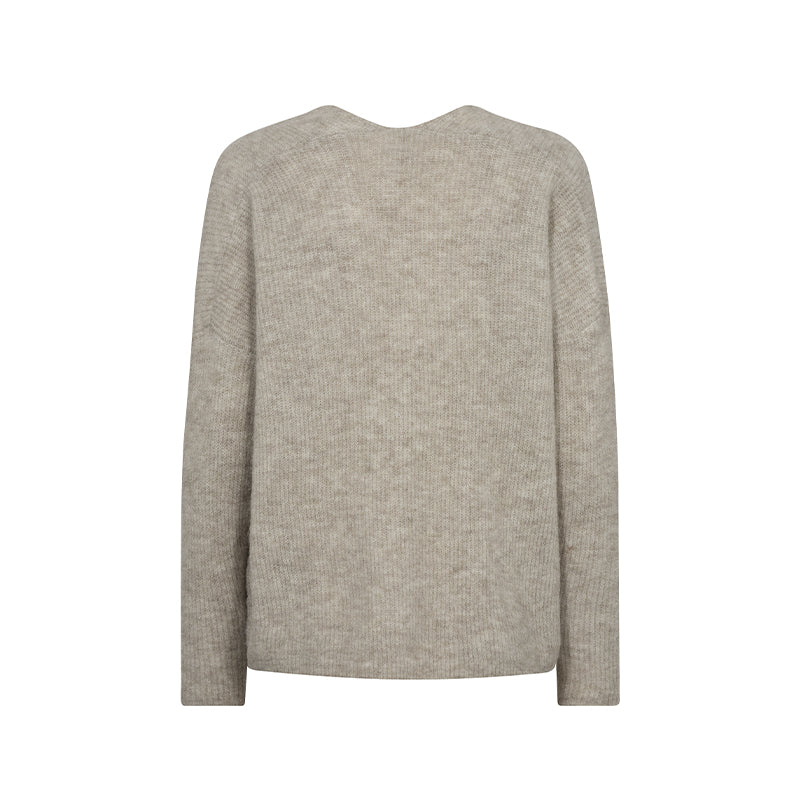 Mos Mosh MMThora V-neck Strik - Feather Grey