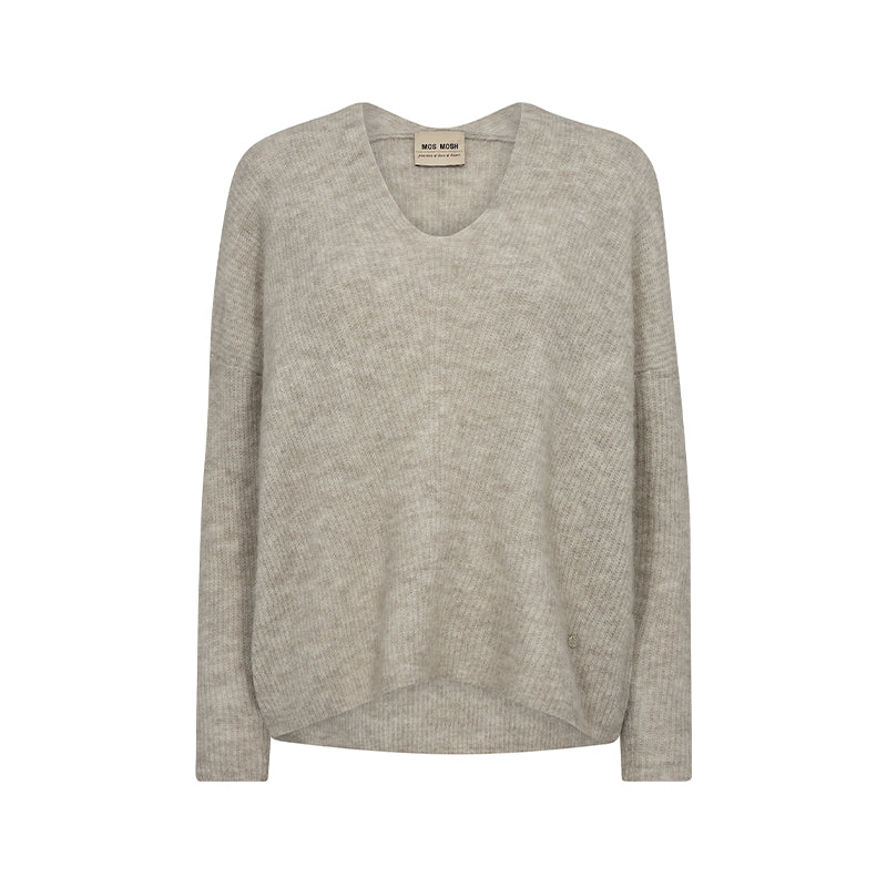 Mos Mosh MMThora V-neck Strik - Feather Grey