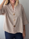 Continue Augusta Skjorte - Brown Stripe