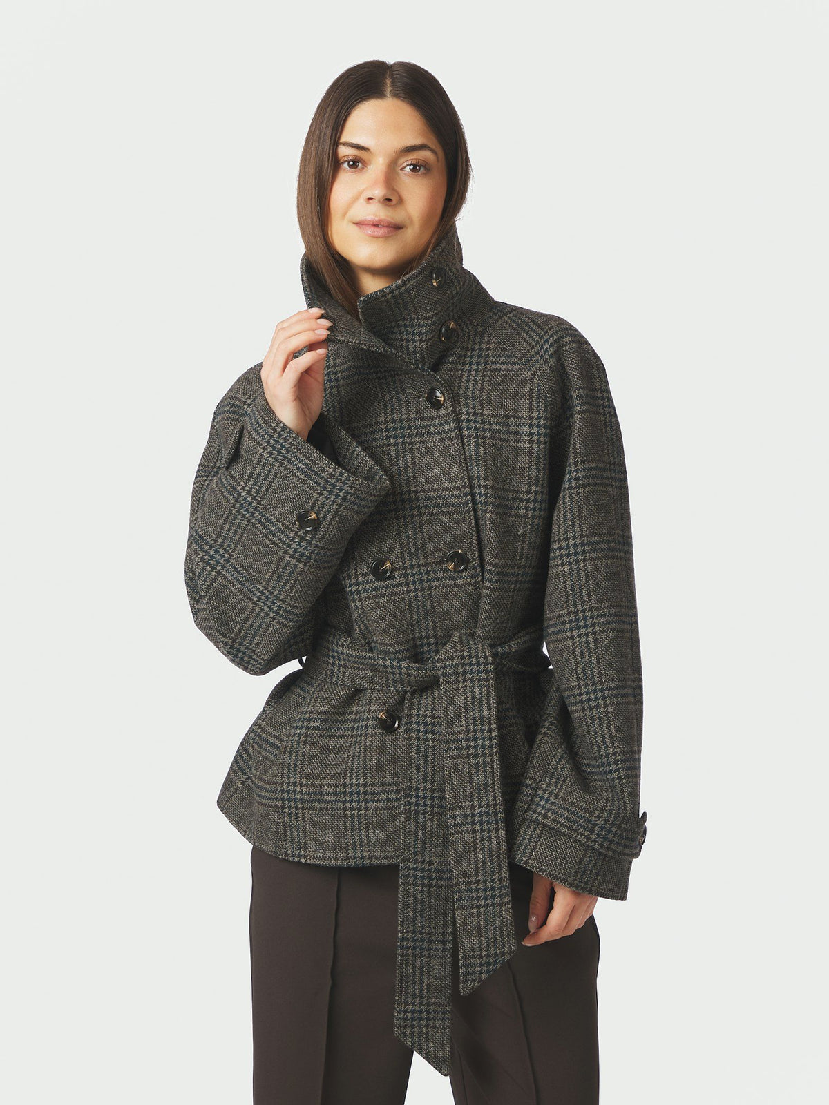 Neo Noir Munet Check Jakke - Dark Grey