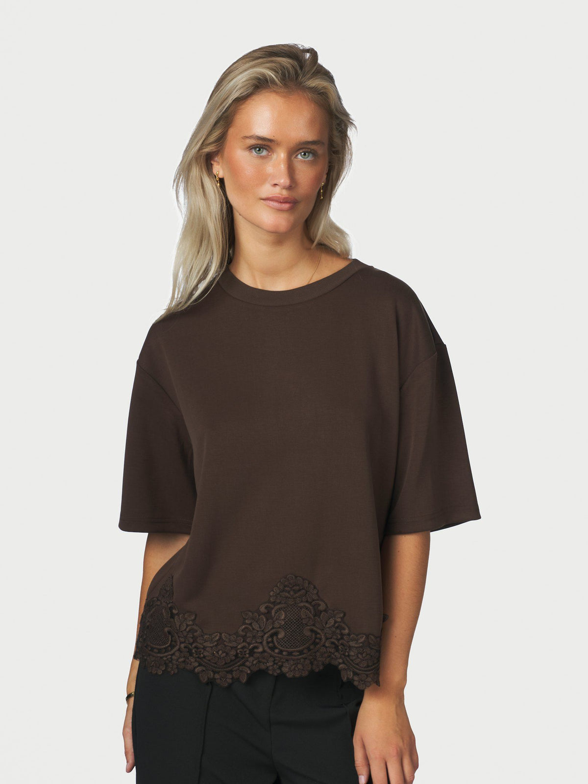 Neo Noir Iria lace T-shirt - Brown