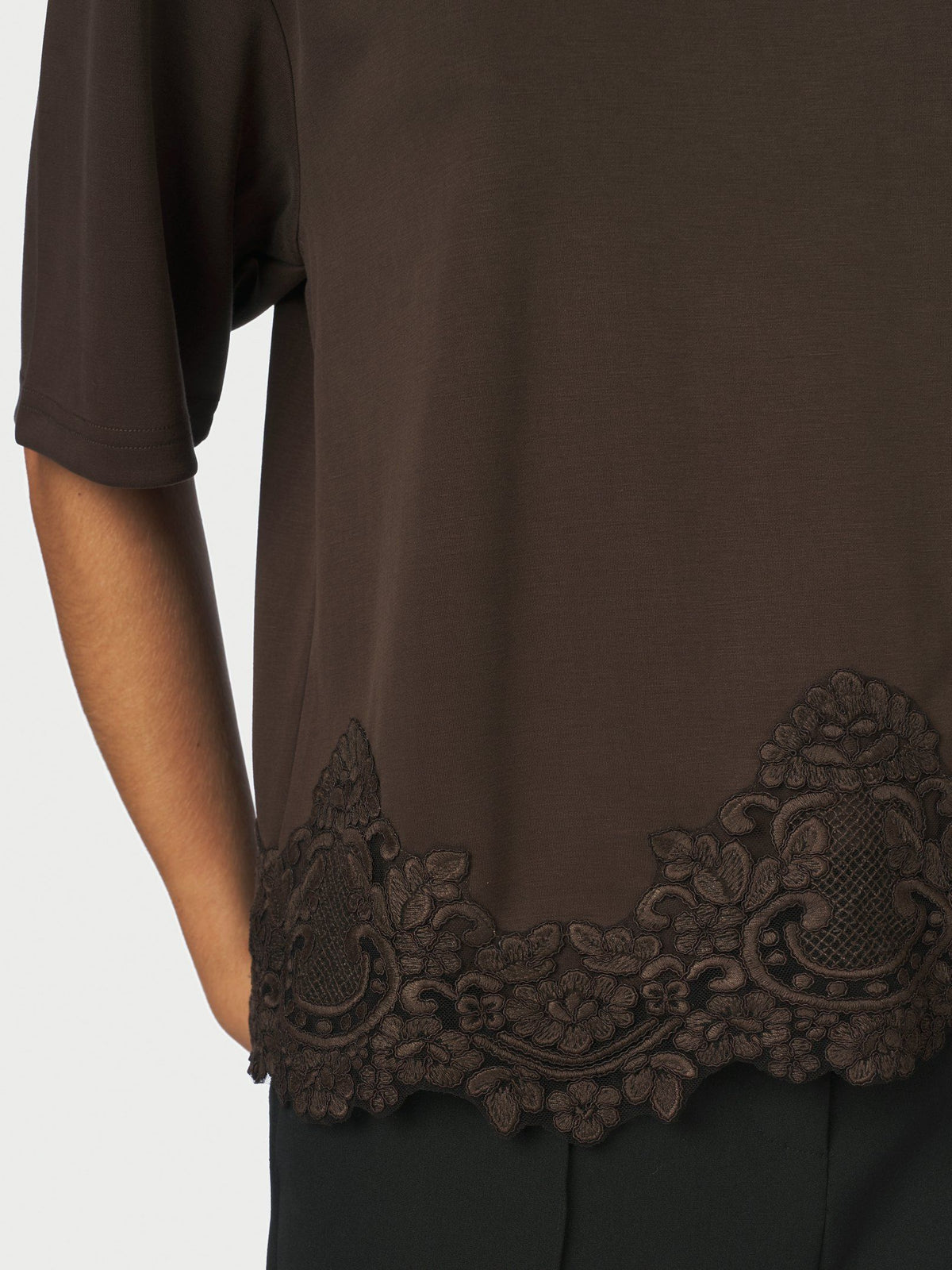 Neo Noir Iria lace T-shirt - Brown
