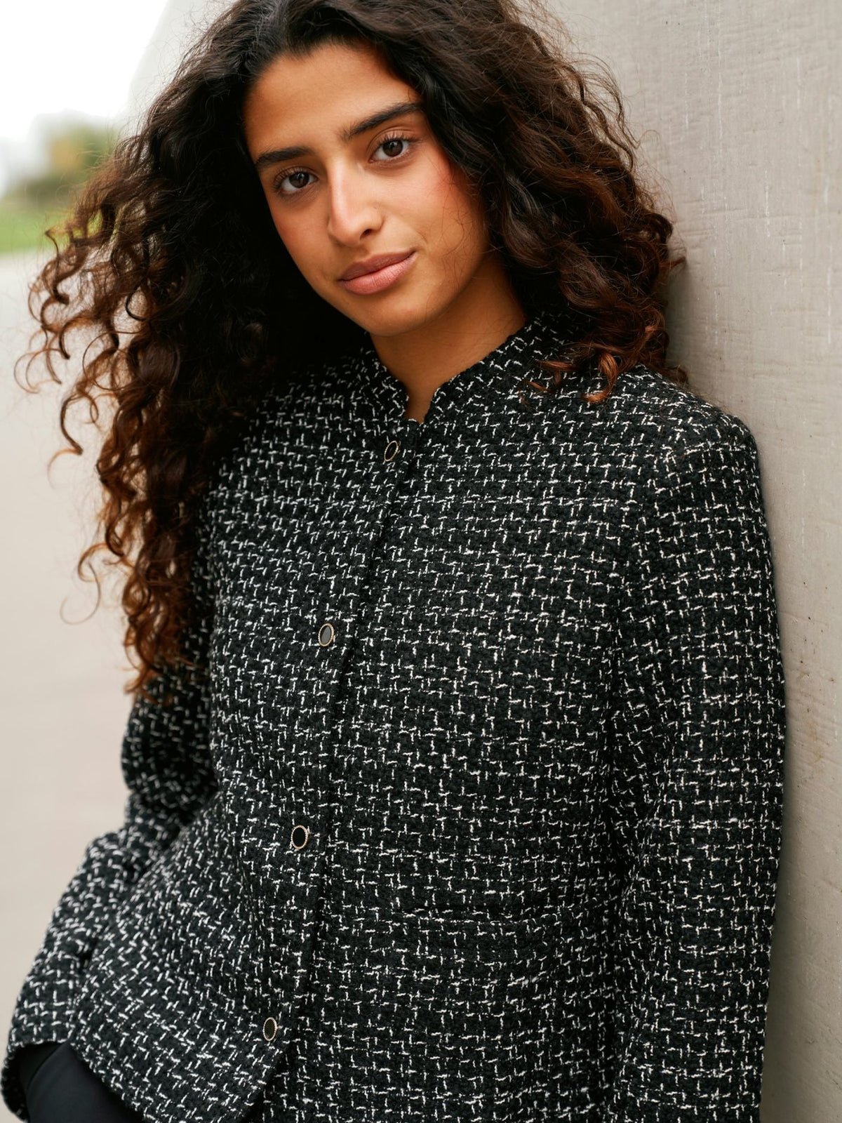 Neo Noir Denisa Boucle Jakke - Black