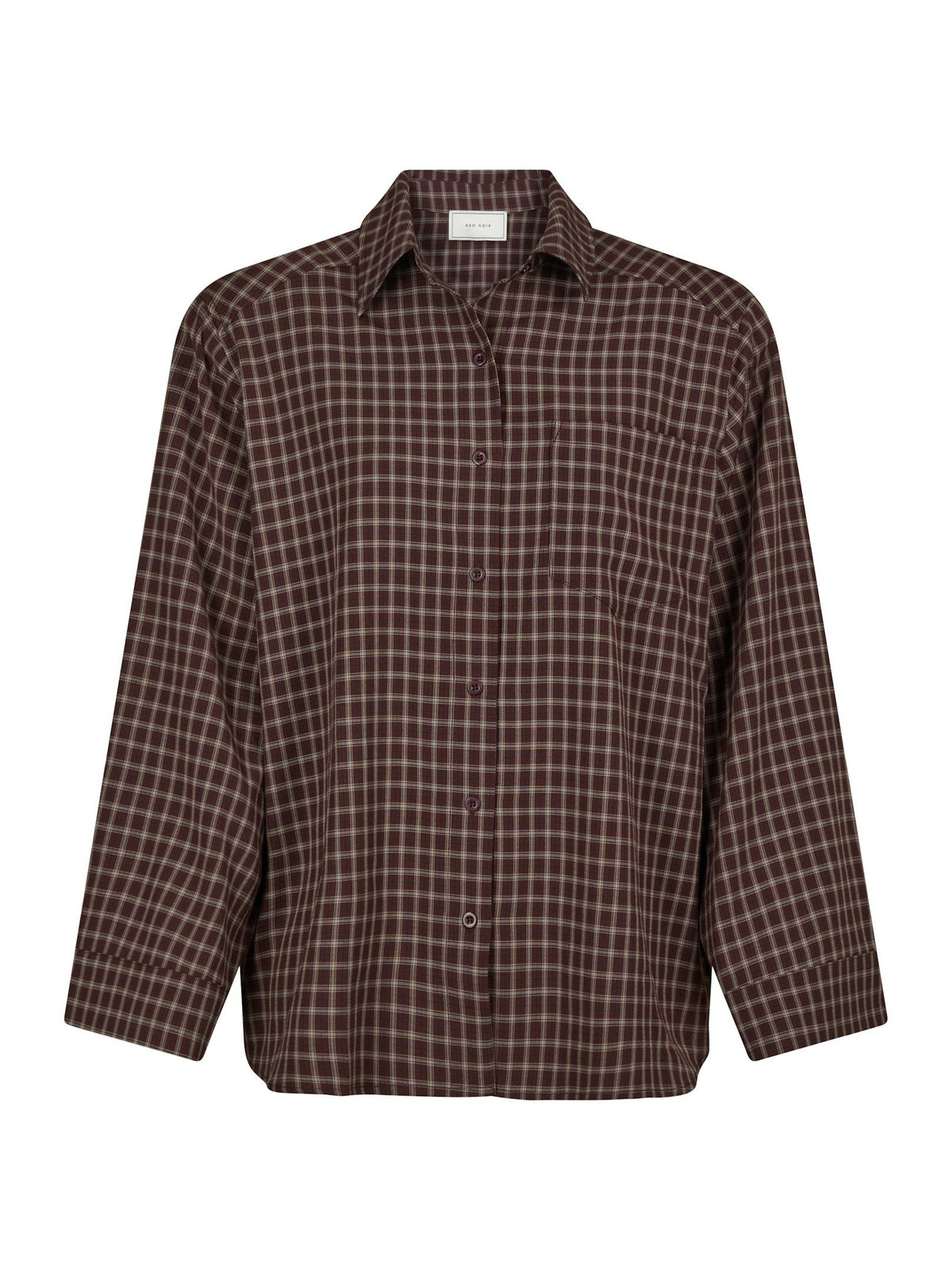 Neo Noir Anella Check skjorte - Chocolate Plum