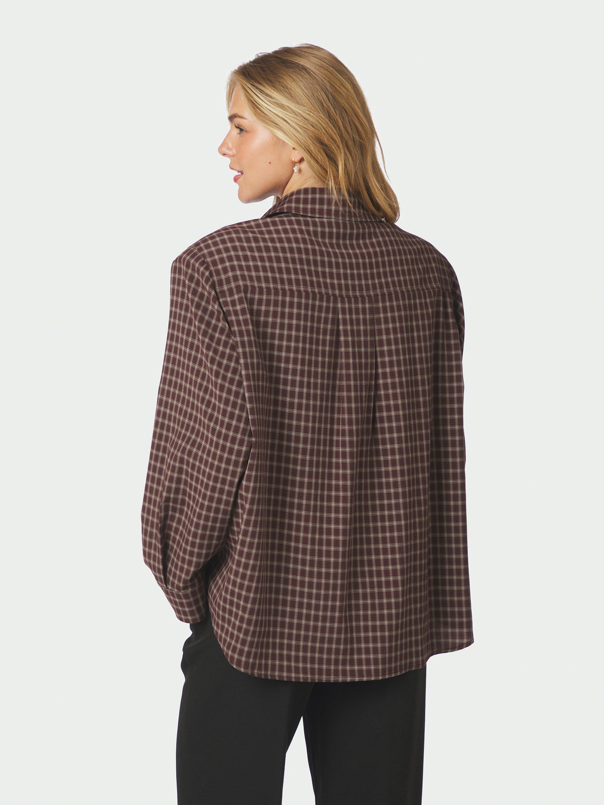 Neo Noir Anella Check skjorte - Chocolate Plum
