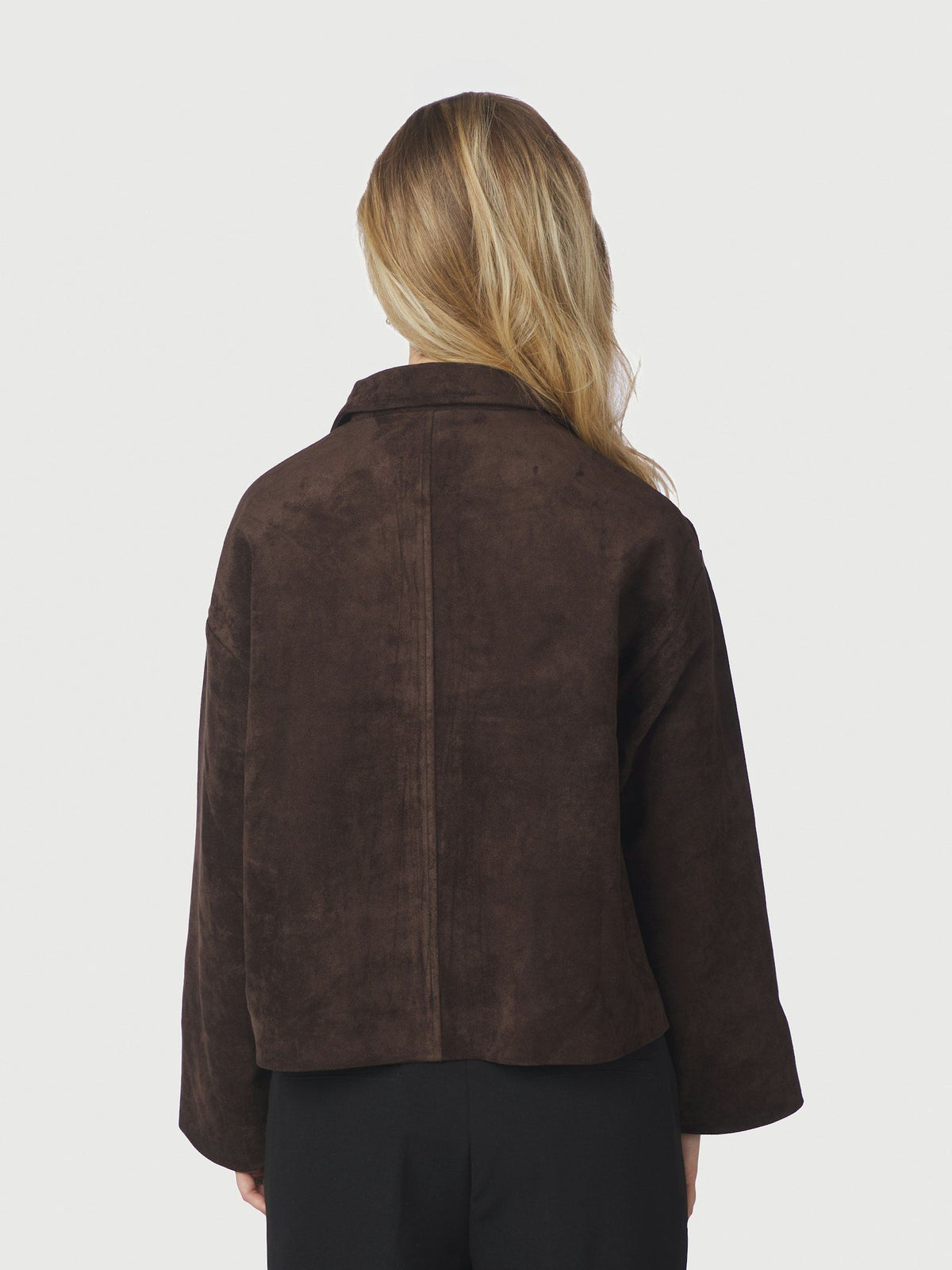 Neo Noir Titan Faux Suede Leather Jakke - Dark Brown