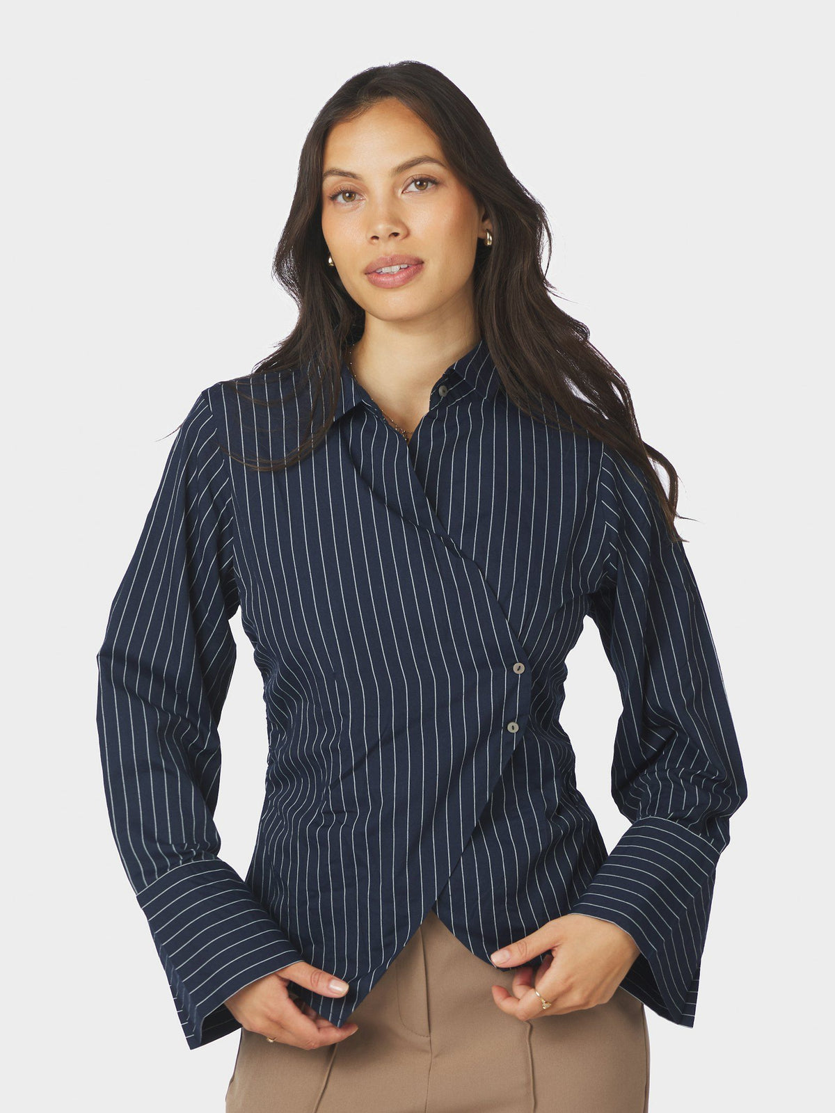 Neo Noir Fenli slim stripe Skjorte - Navy