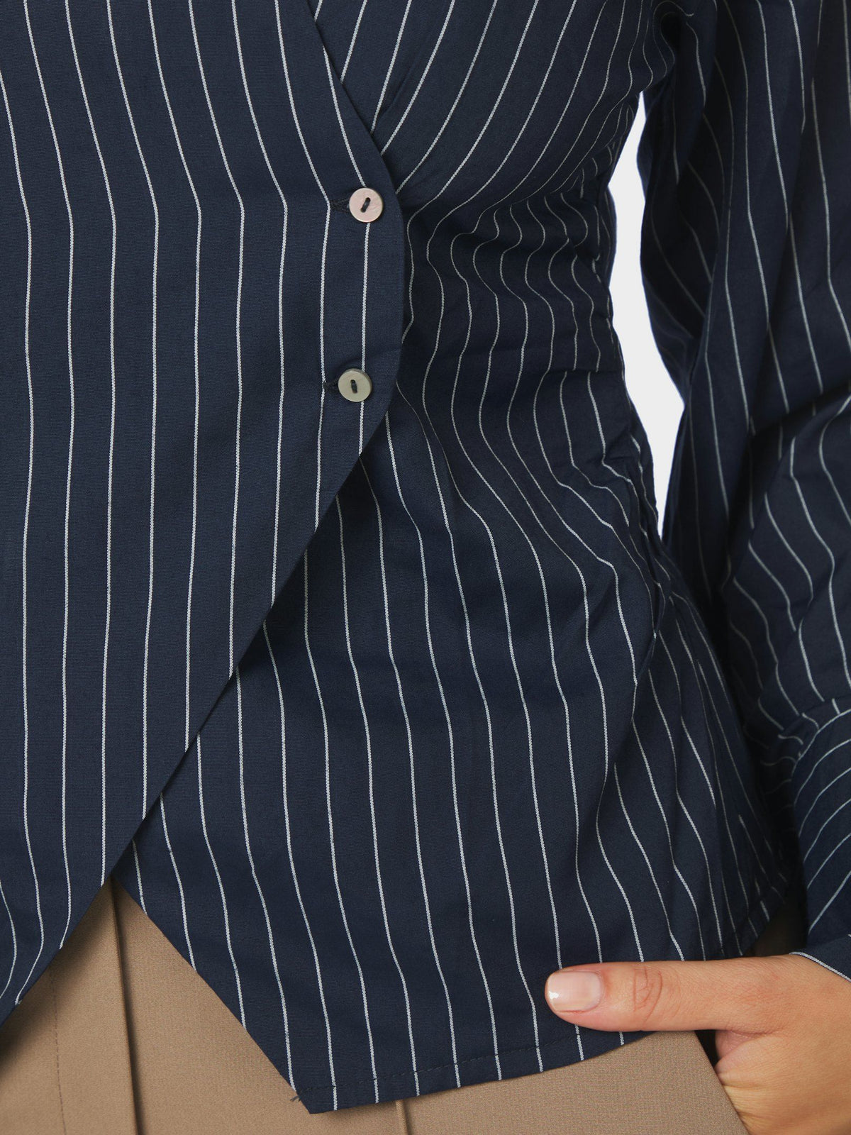 Neo Noir Fenli slim stripe Skjorte - Navy