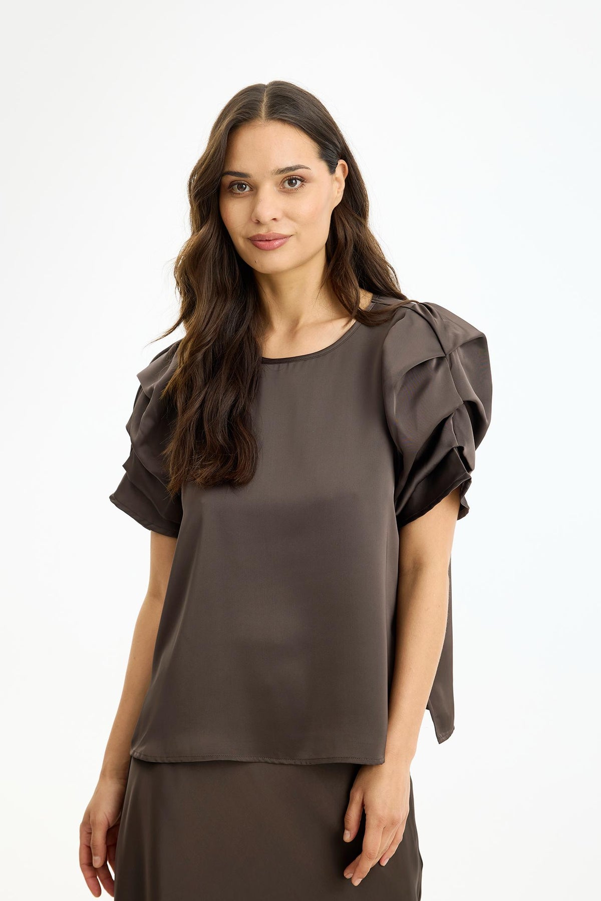 In Front Alexandra Bluse - Brown