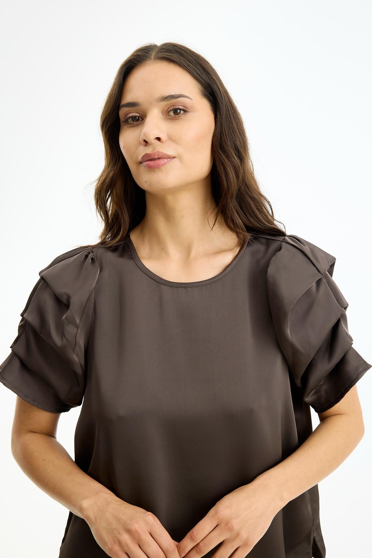 In Front Alexandra Bluse - Brown