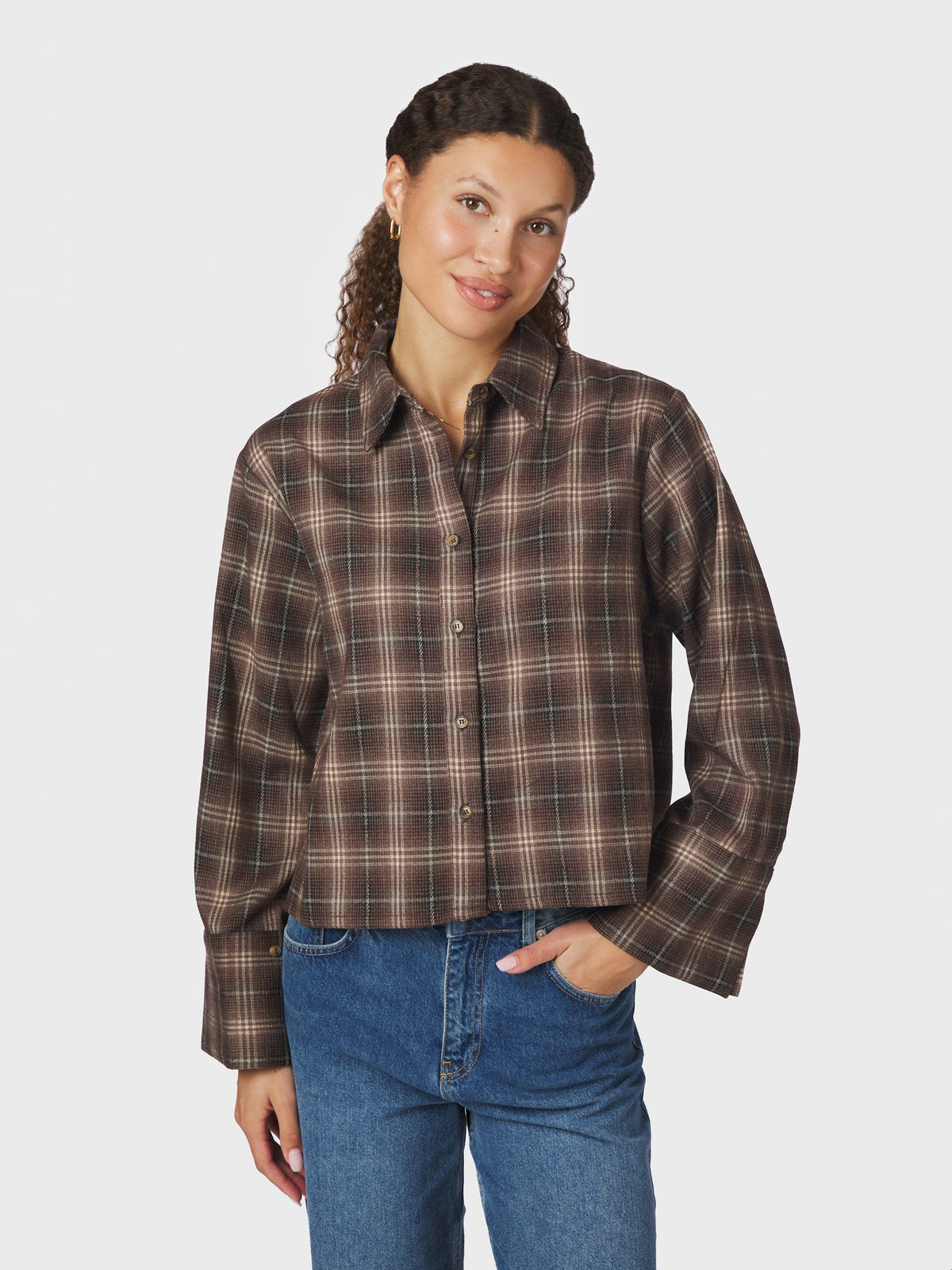 Neo Noir Jaylin Flannel check Skjorte - Dark Taupe