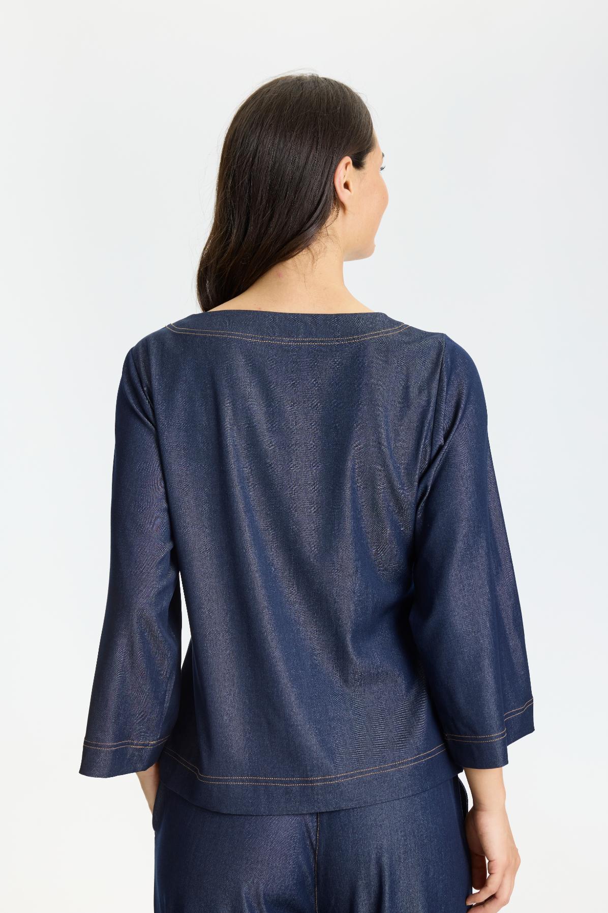 In Front Effi Bluse - Dark Blue