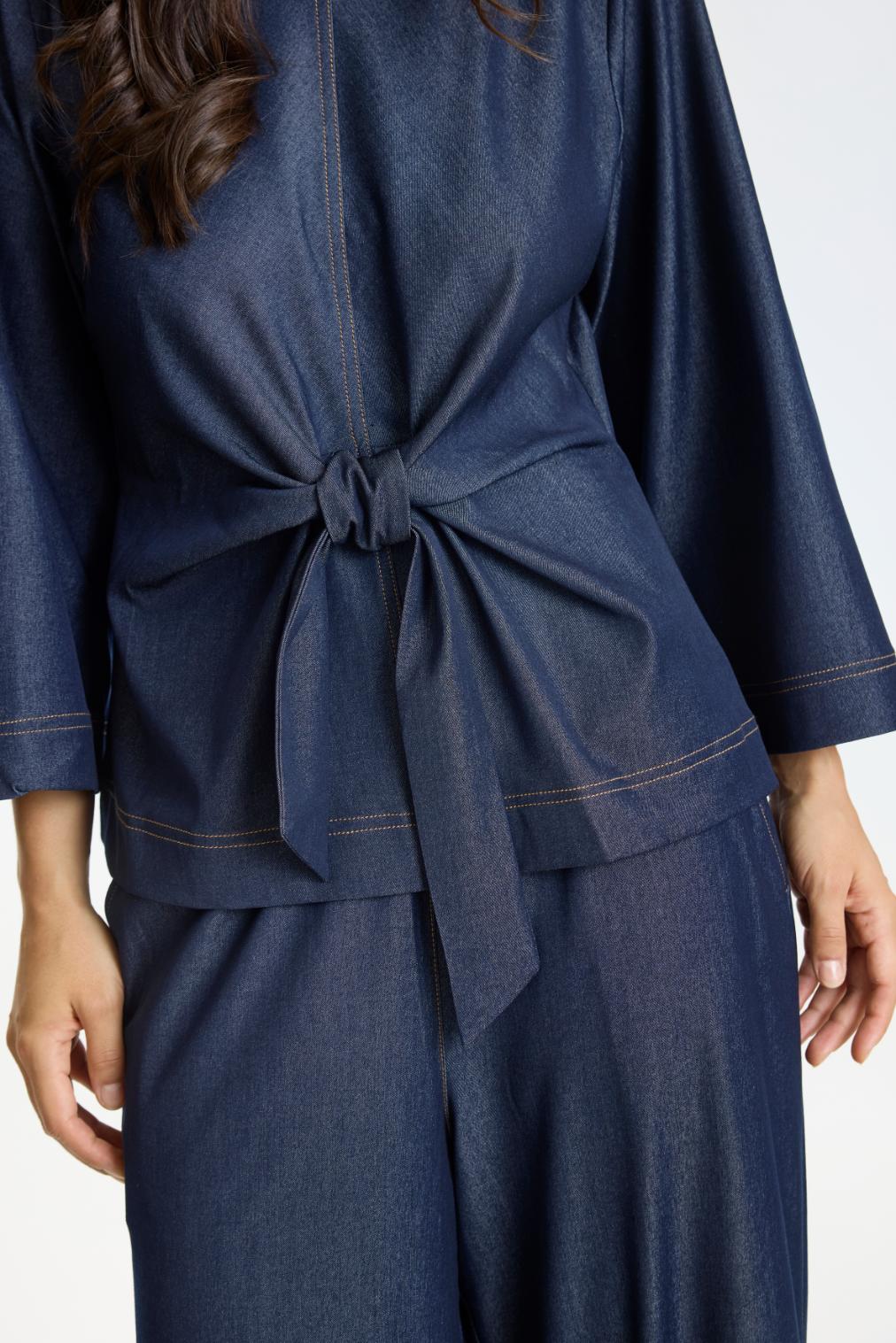 In Front Effi Bluse - Dark Blue