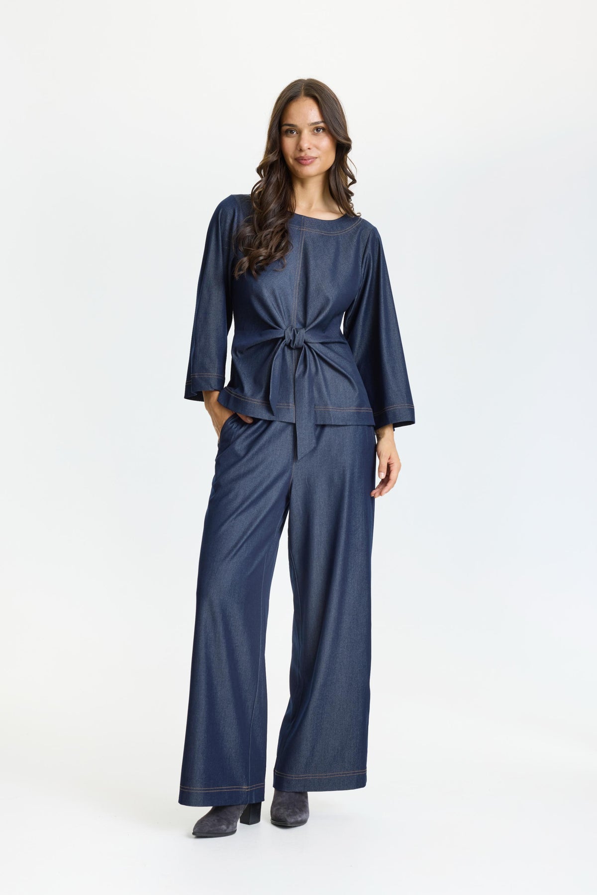 In Front Effi Bluse - Dark Blue