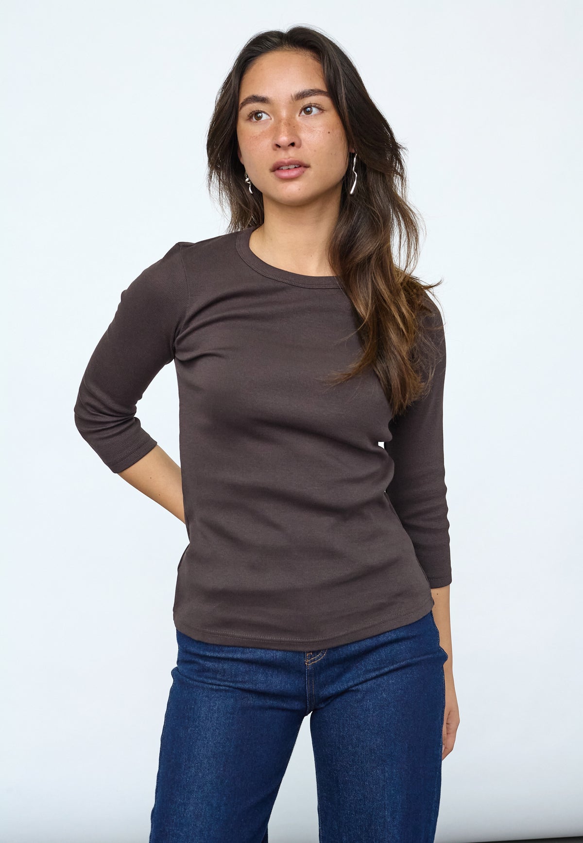 Sisters Point Eike-MS T-shirt - D. Chocolate