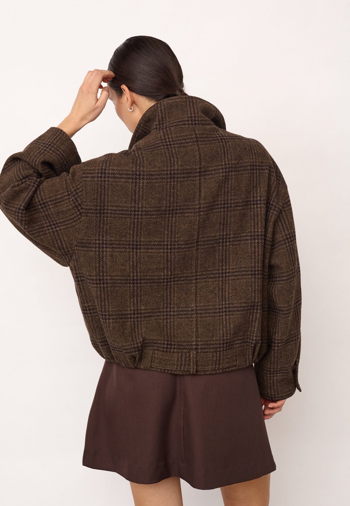 Co'couture OlvaCC Check Balloon Jakke - Dark Brown