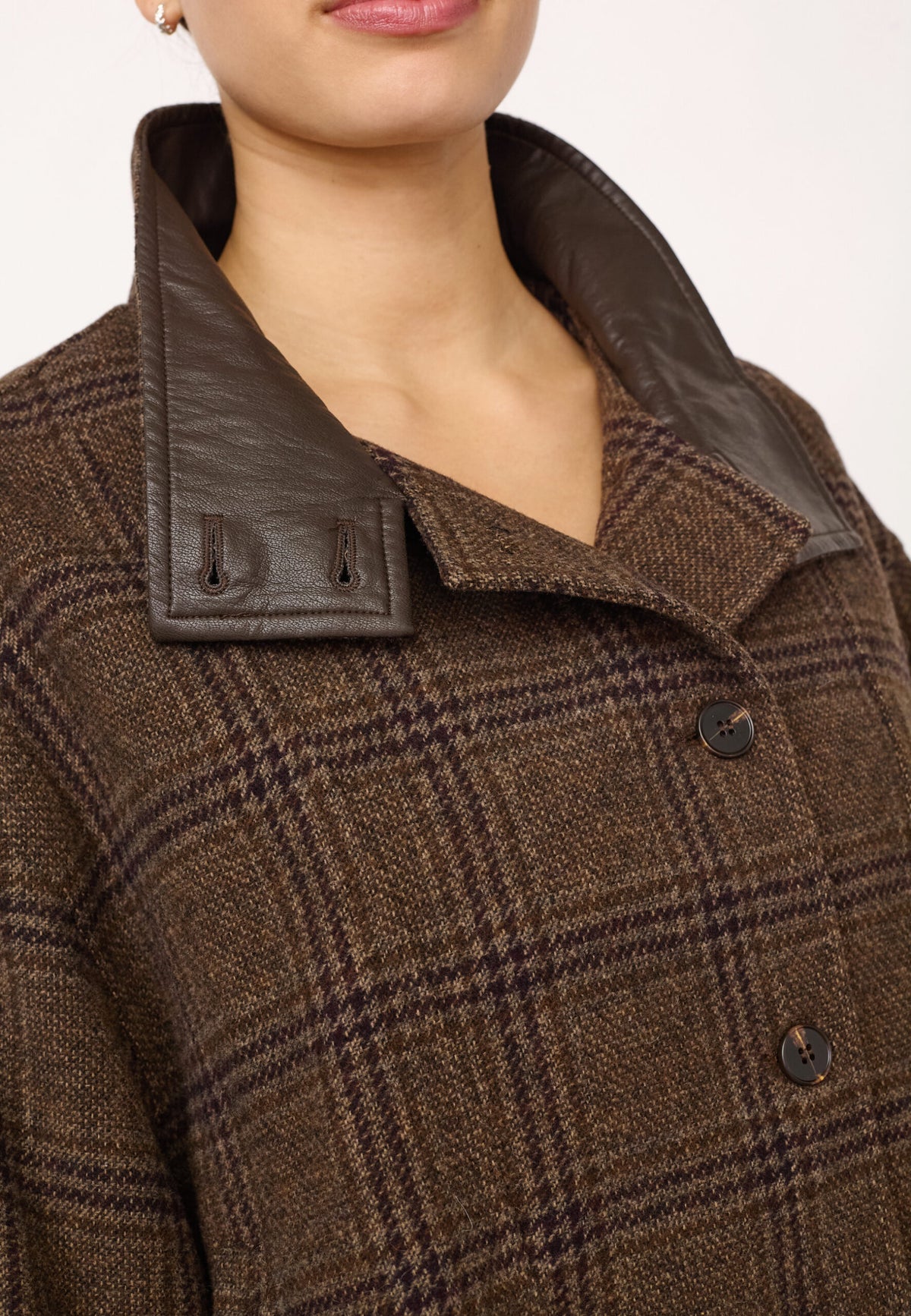 Co'couture OlvaCC Check Balloon Jakke - Dark Brown