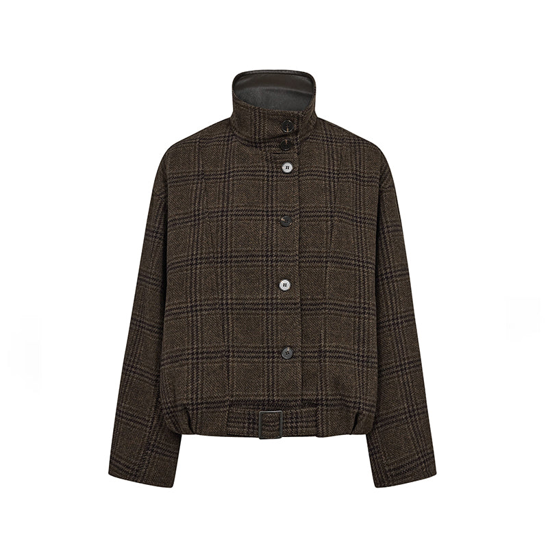 Co'couture OlvaCC Check Balloon Jakke - Dark Brown
