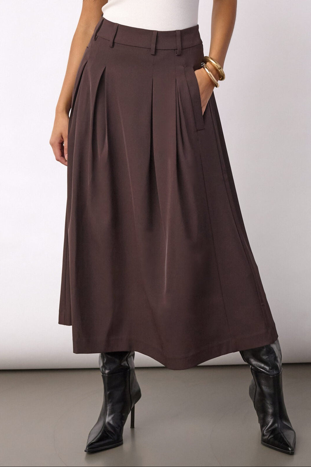 Co'couture Alini Anya Pleat Nederdel - Dark Brown