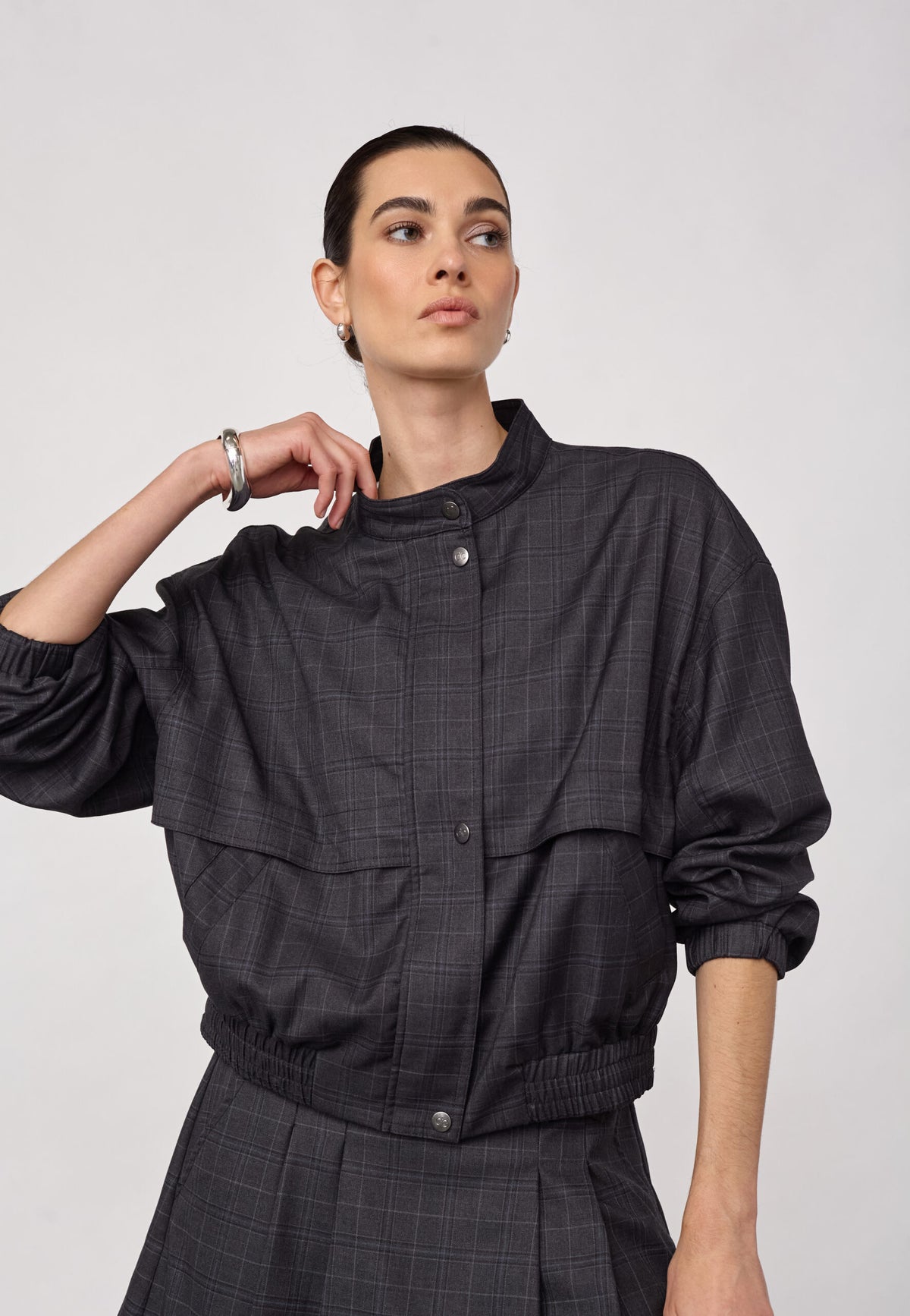 Co'couture EloraCC Check Jacket - Dark Grey