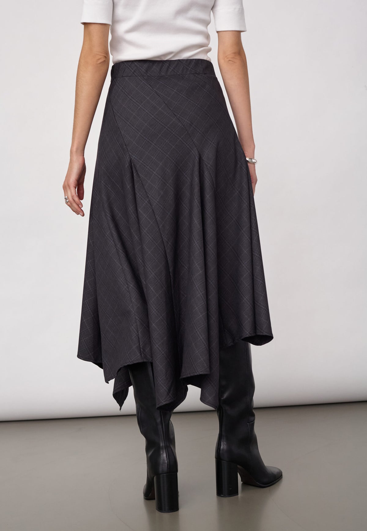 Co'coiuture EloraCC Check Asym Nederdel - Dark Grey