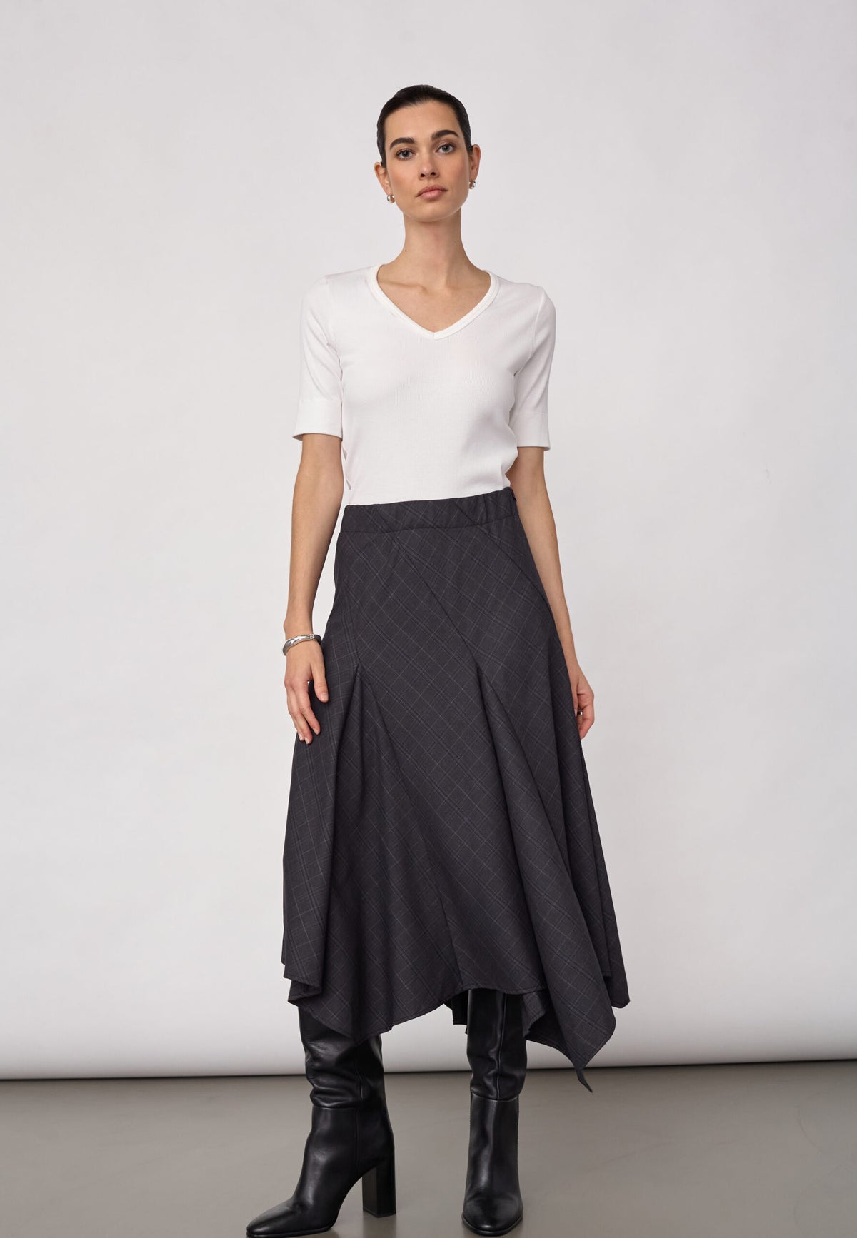 Co'coiuture EloraCC Check Asym Nederdel - Dark Grey