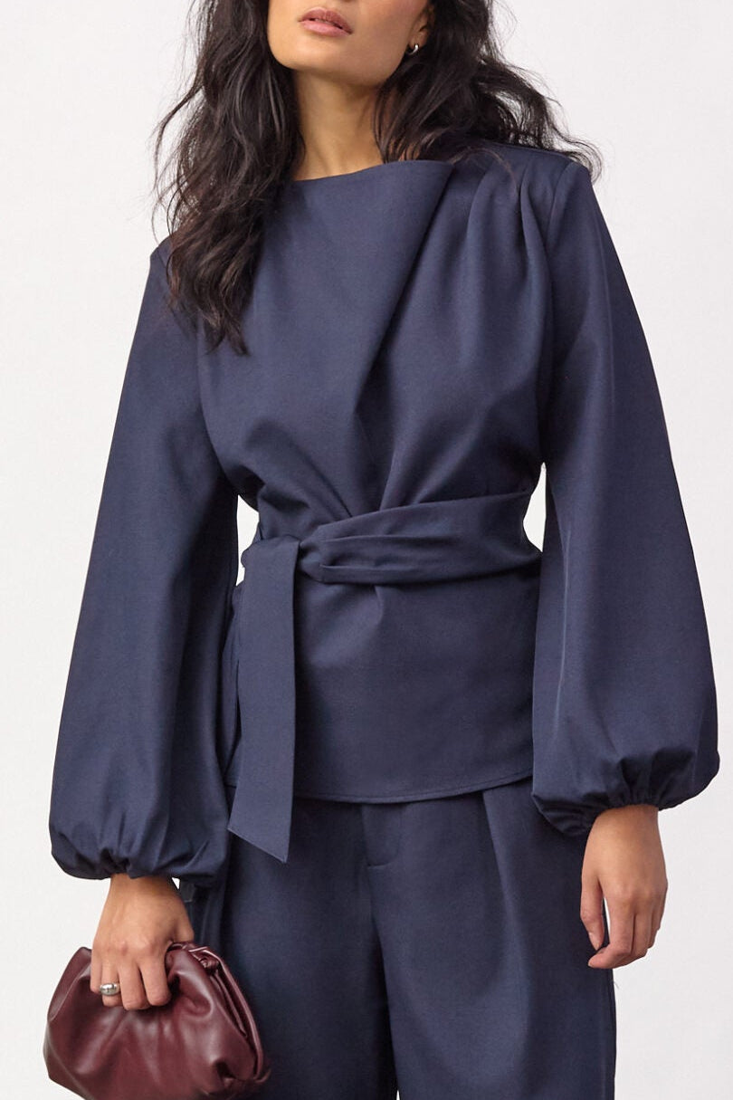 Co'couture LunaCC Tie Bluse - Navy