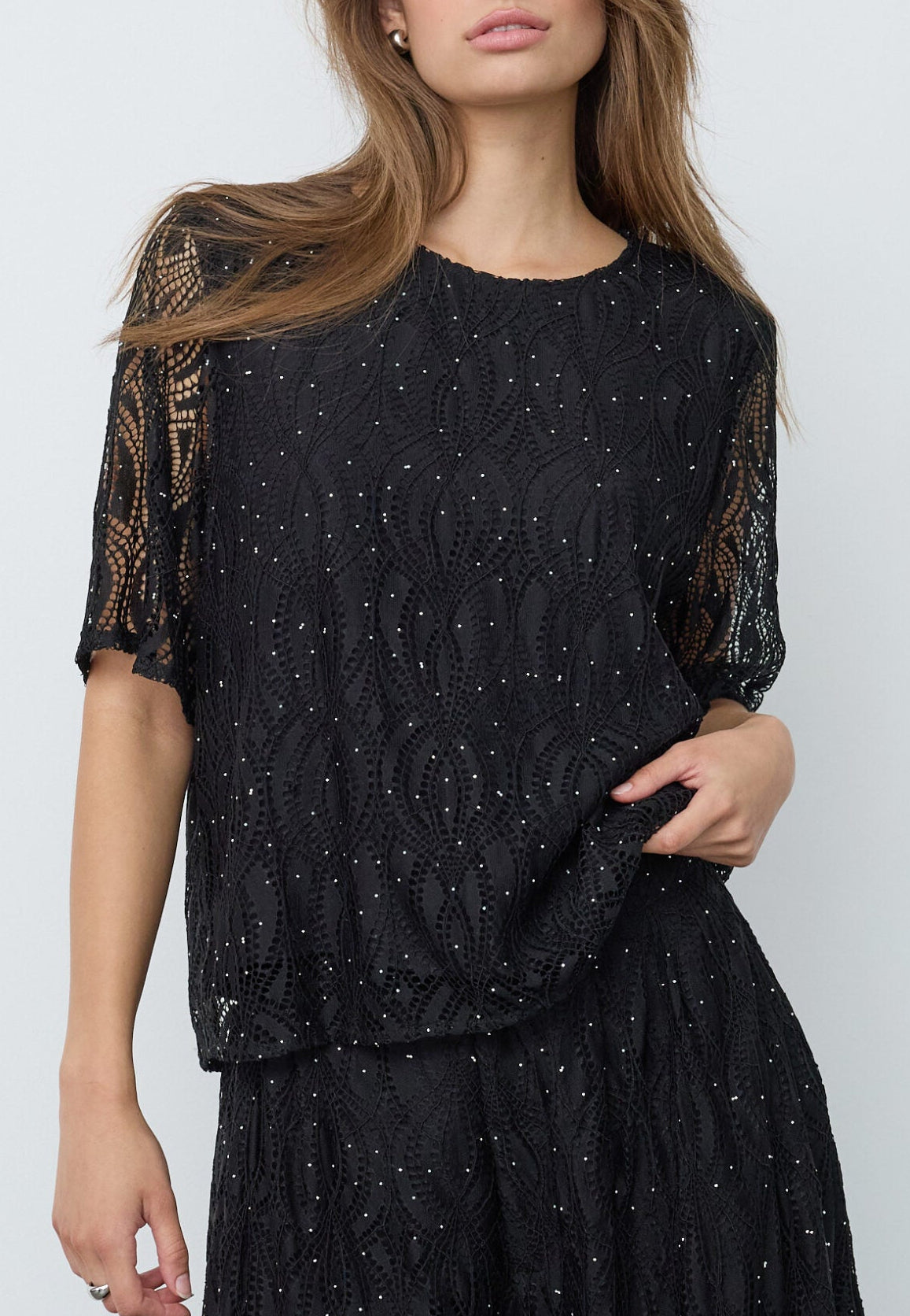 Co'couture EricaCC Stone Lace Bluse - Black