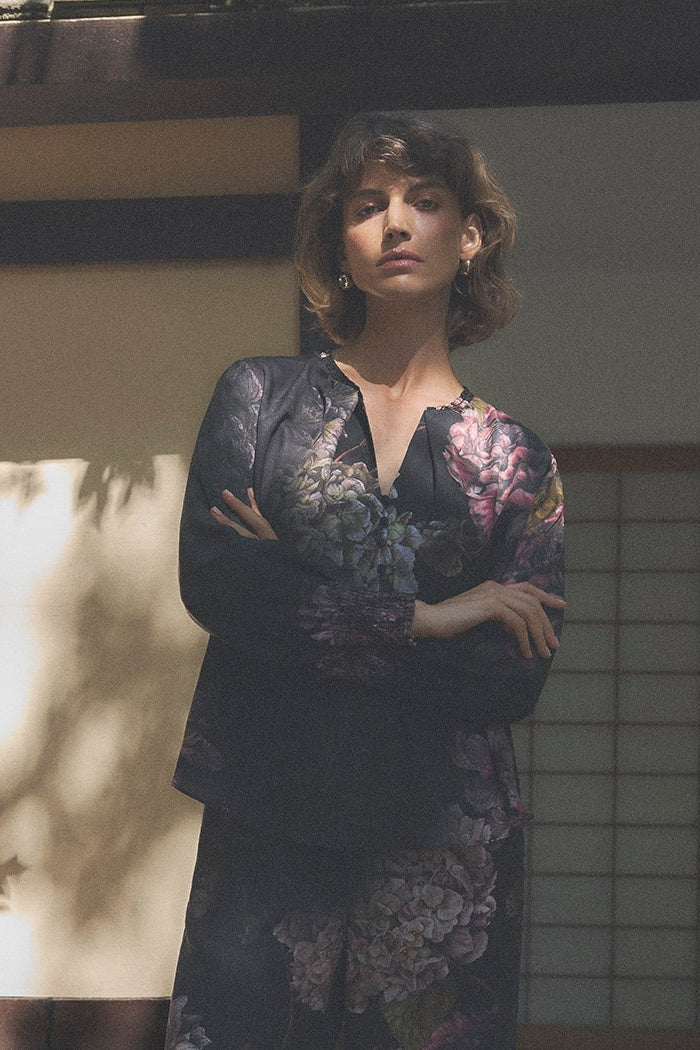 Gustav Cana Bluse - Black/Sand
