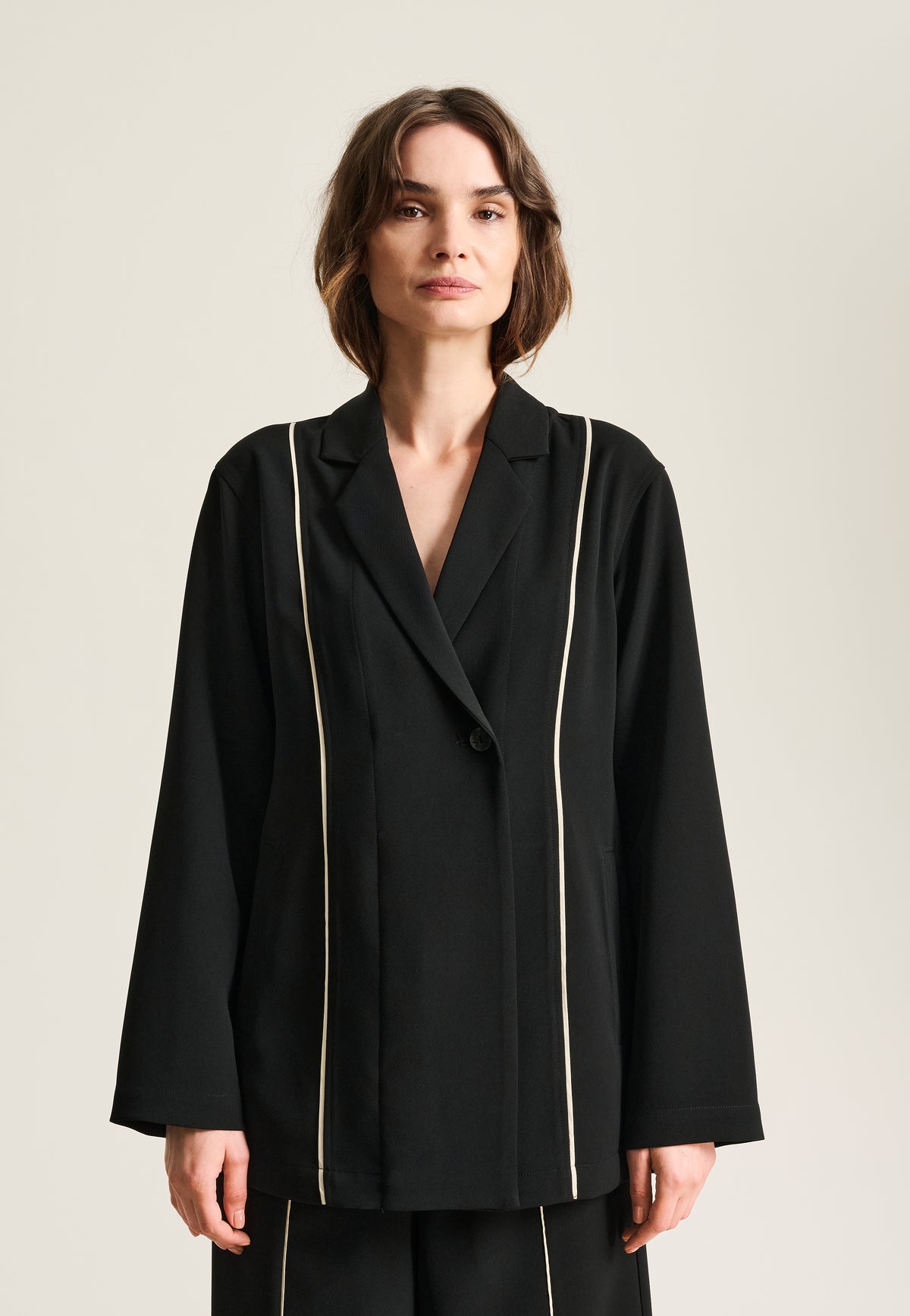 Bitte Kai Rand Kurosaki Blazer - Black/ Ivory Piping