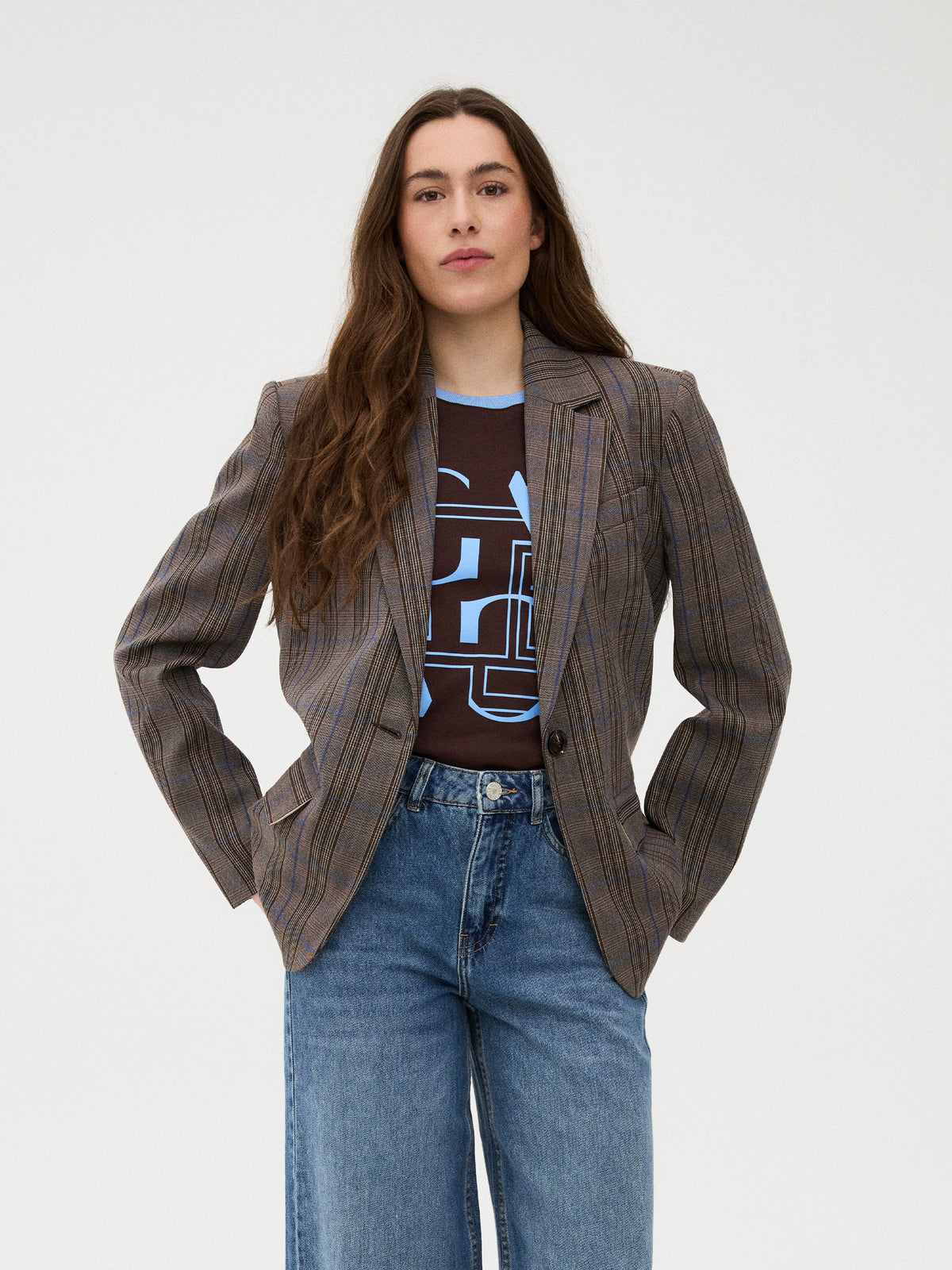 Gossia BeatriceGO Blazer - Brown Blue Checks