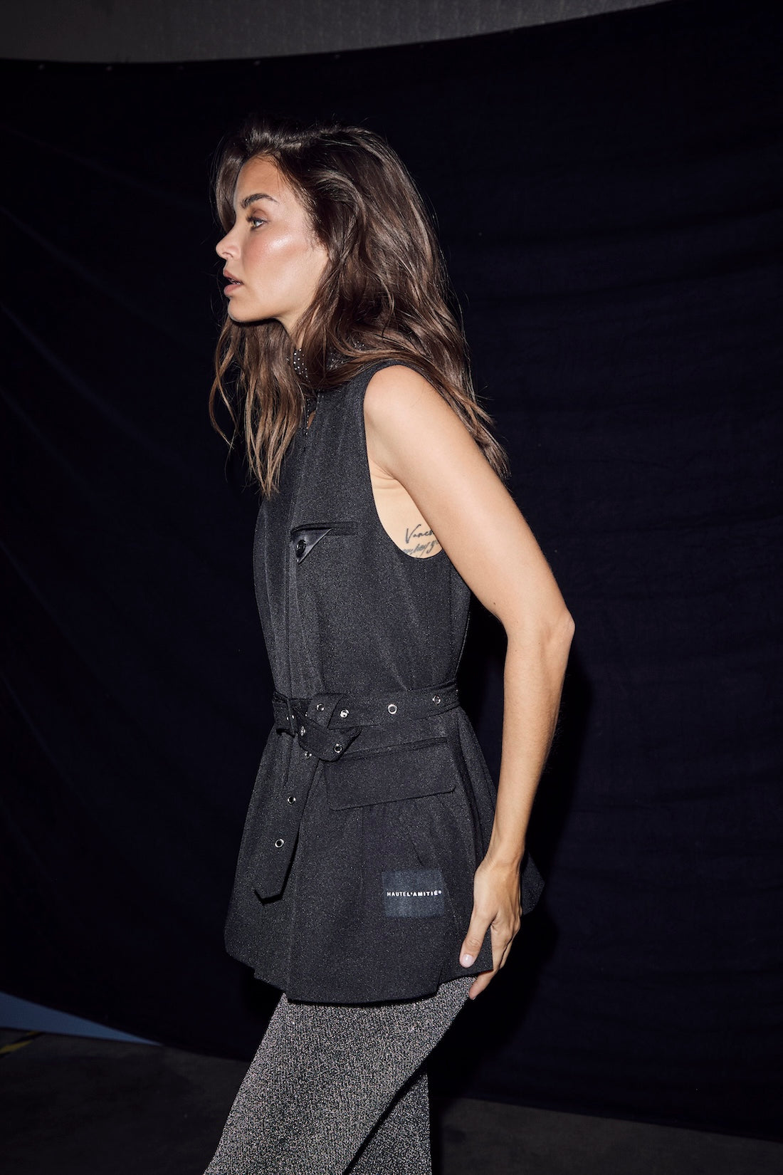 Haute L'amitié Premiere Peplum Belt Vest - Black