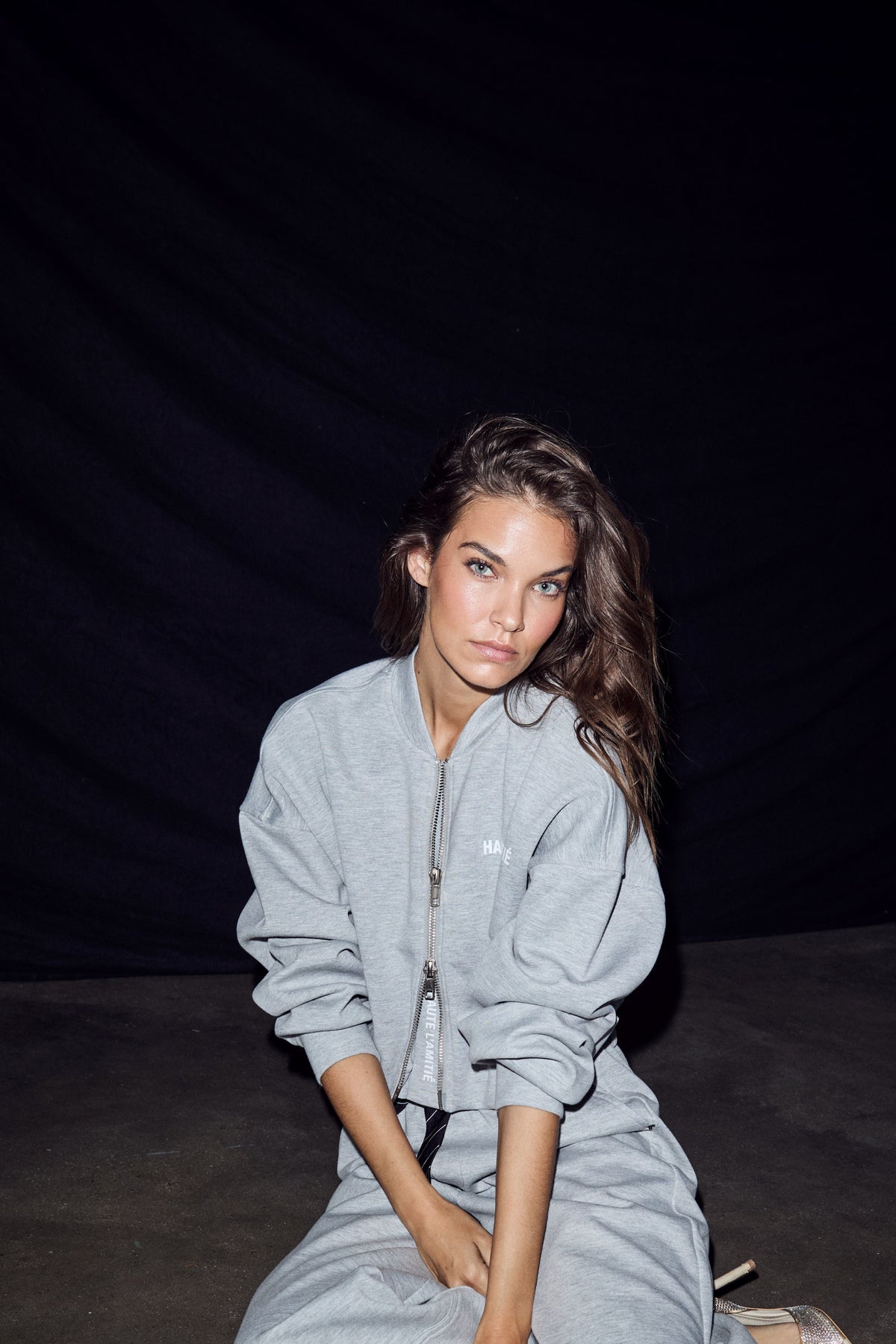 Haute L'amitie Maxi Crop Zip Sweat - Grey Melange