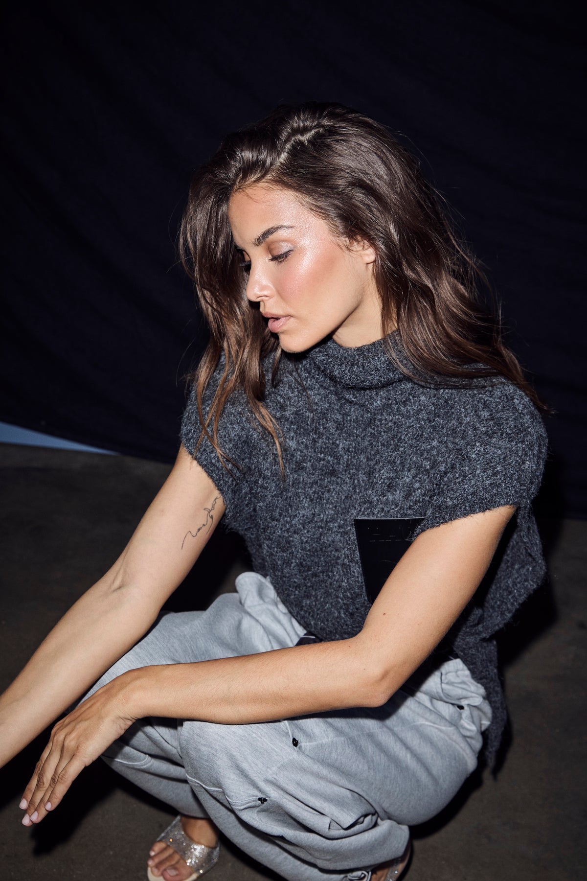 Haute L'amitié Darcia Pocket Strikvest - Antracit Melange