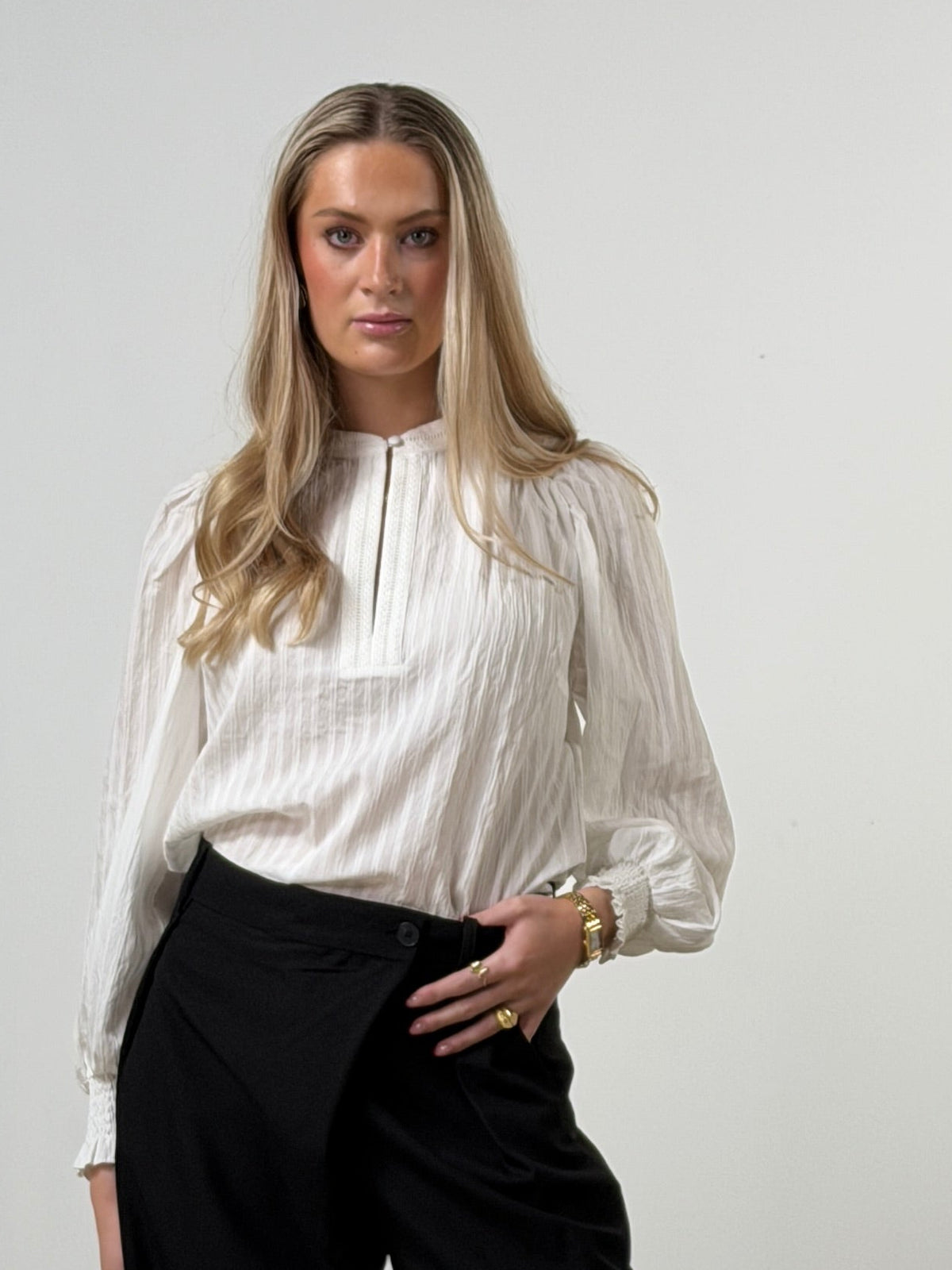 Co'couture SennaCC Lace V-Bluse - White