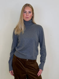 2NDDAY Porto Højhalset Strik - Medium Grey