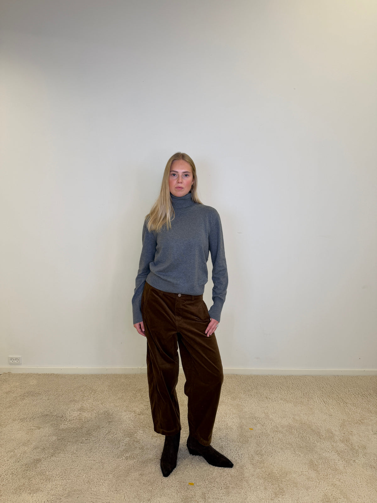 2NDDAY Porto Højhalset Strik - Medium Grey
