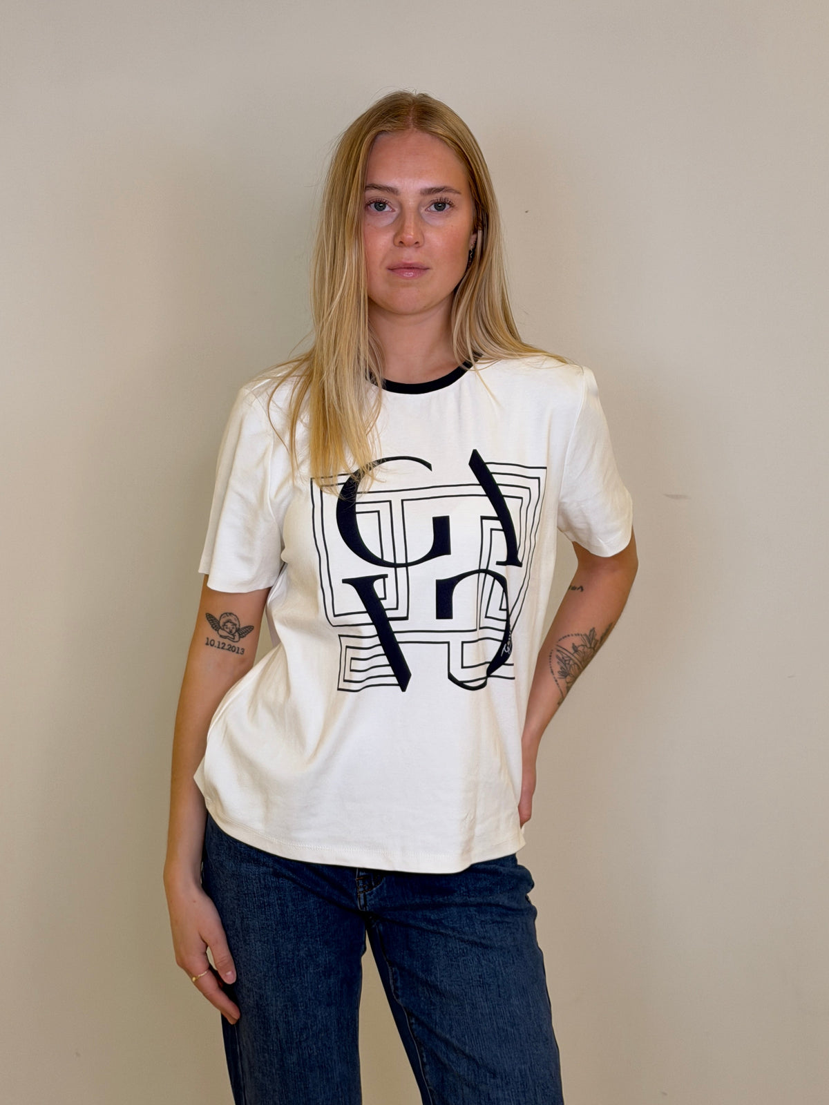 Gossia Bas T-shirt - Offwhite/ Navy