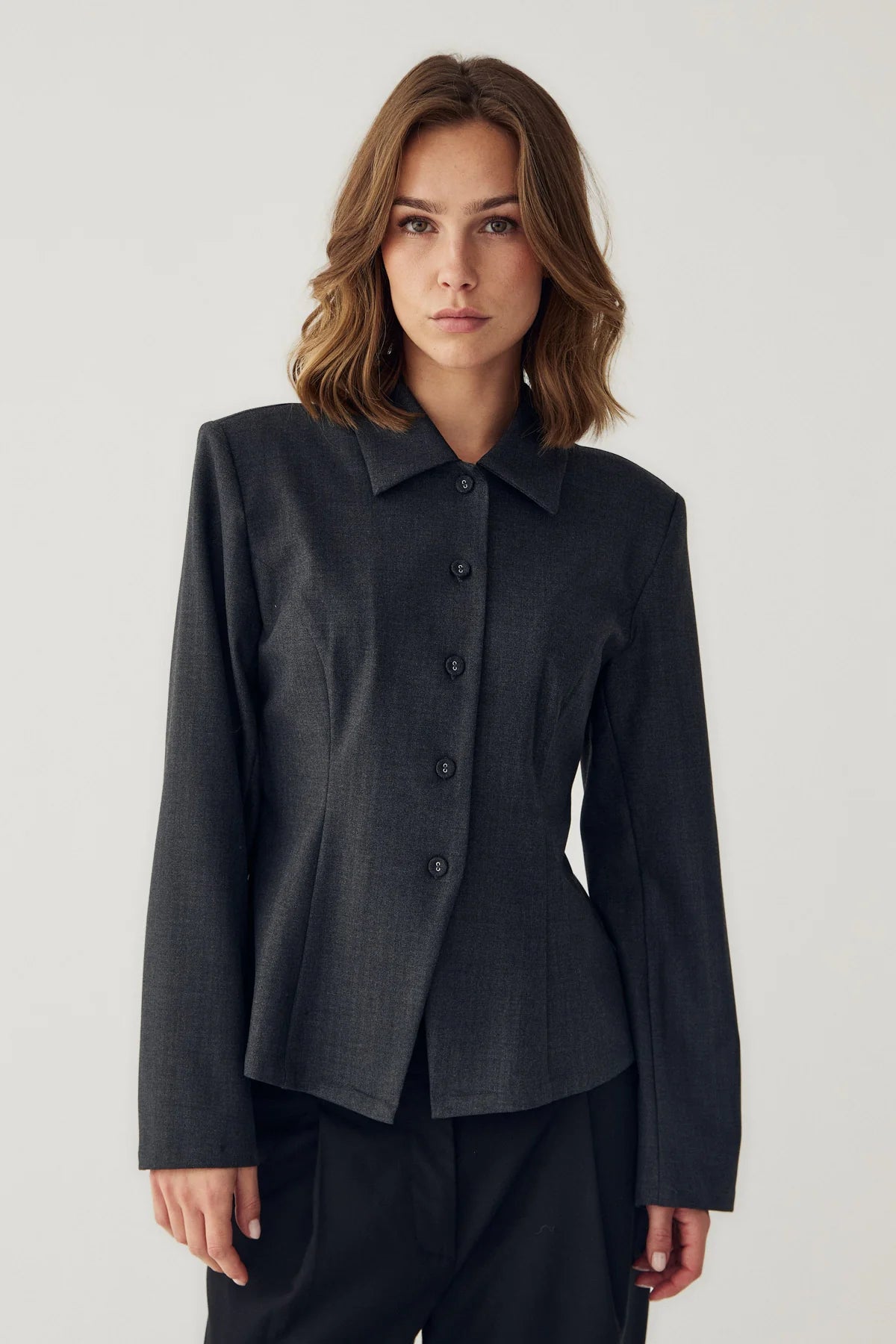 Noella Maelle Skjorte - Grey Herringbone