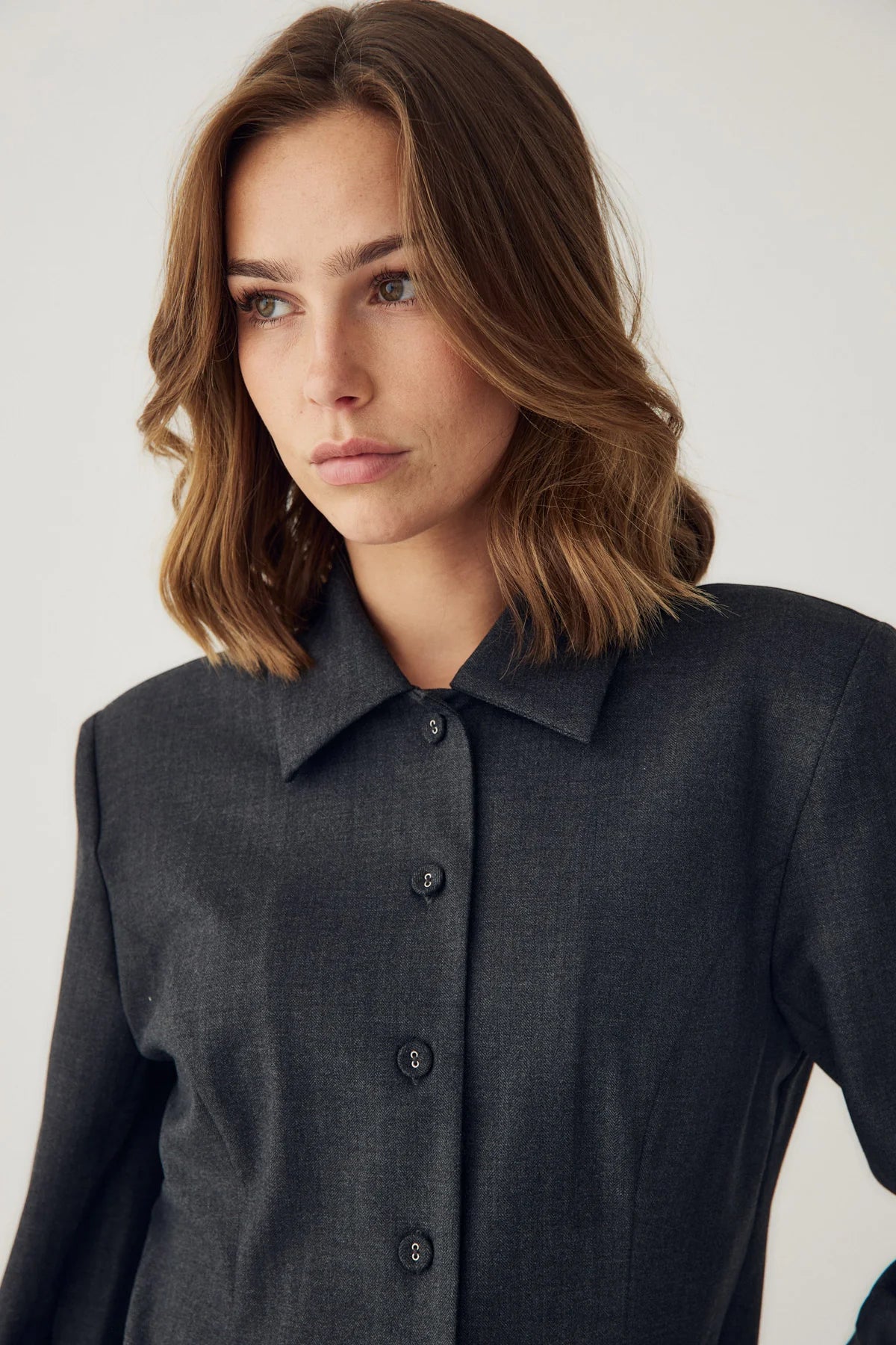 Noella Maelle Skjorte - Grey Herringbone