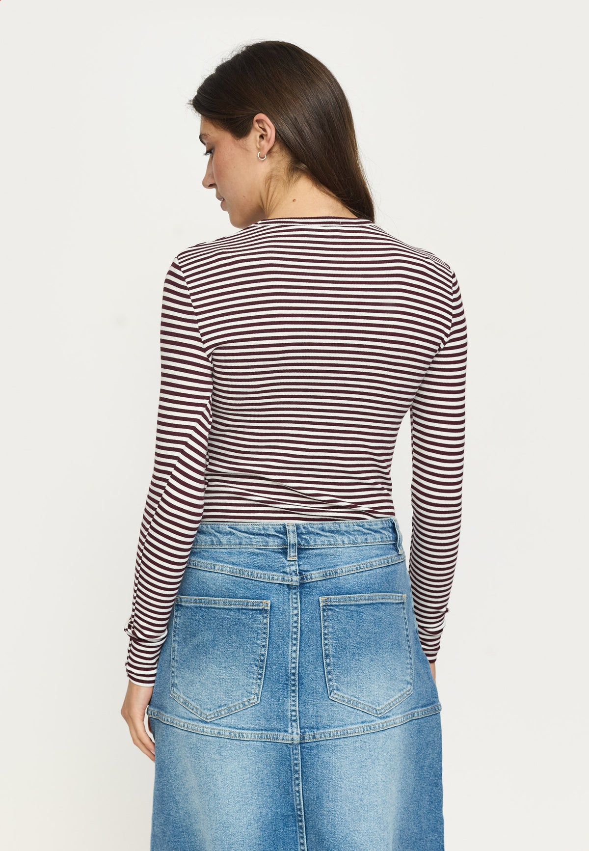 Soft Rebel SRFenja Stribet Langærmet T-shirt - Vinyard Wine