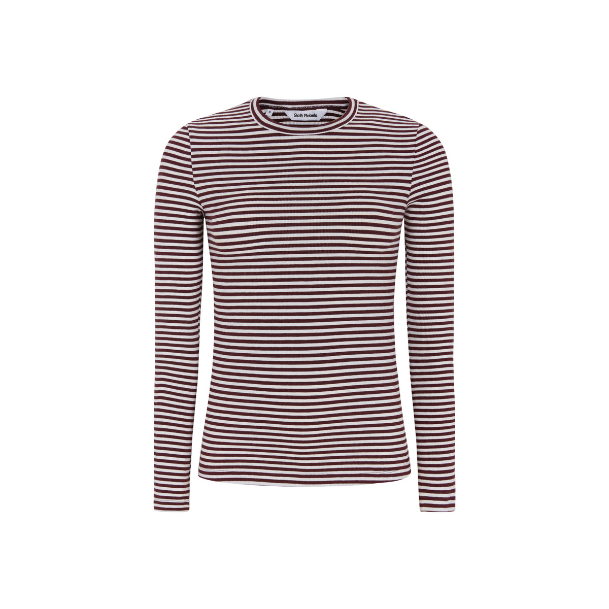 Soft Rebel SRFenja Stribet Langærmet T-shirt - Vinyard Wine