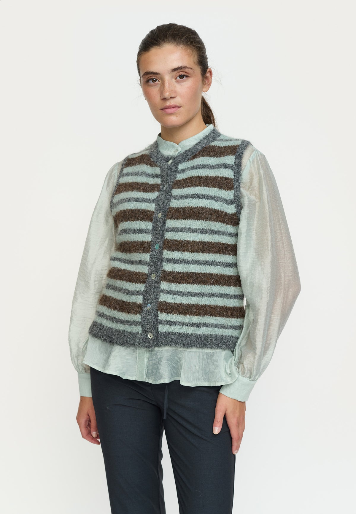 Soft Rebels SRCamilla Stribet Strikvest - M Puritan