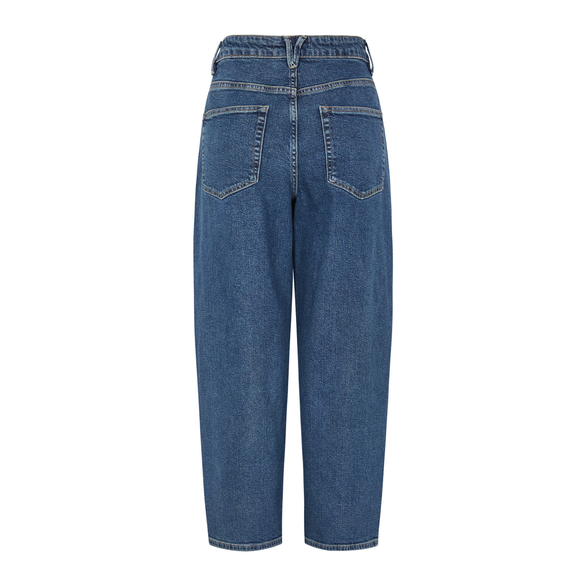 Soft Rebels SRAmelie Cropped Barrel Jeans - Mid Washed Blue Denim